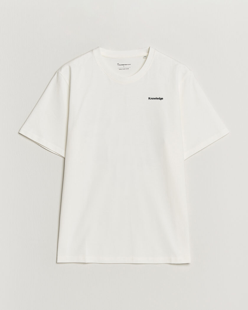 KnowledgeCotton Apparel Back Print T-Shirt Egret – White