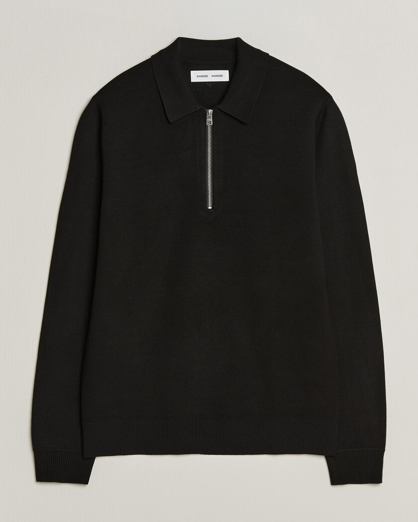 Samsøe Samsøe Matt Half Zip Polo Black – Black