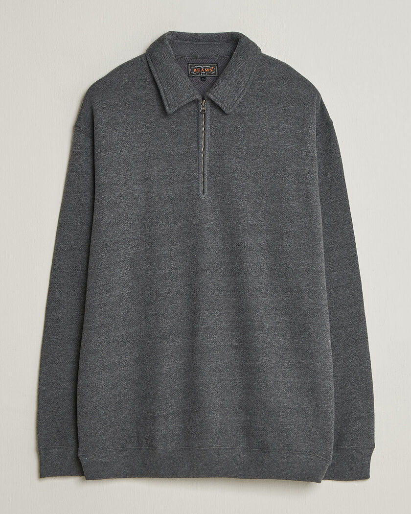 BEAMS PLUS Wool/Cotton Half Zip Charcoal – Grey