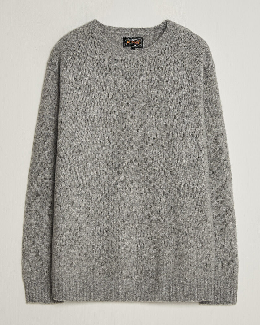 BEAMS PLUS Cashmere/Silk Crew Neck Grey Melange – Grey
