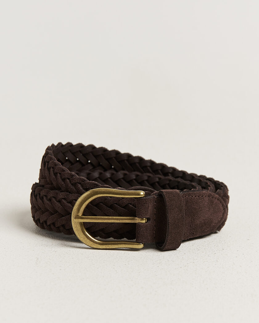 BEAMS PLUS Suede Braided Belt Dark Brown – Brown