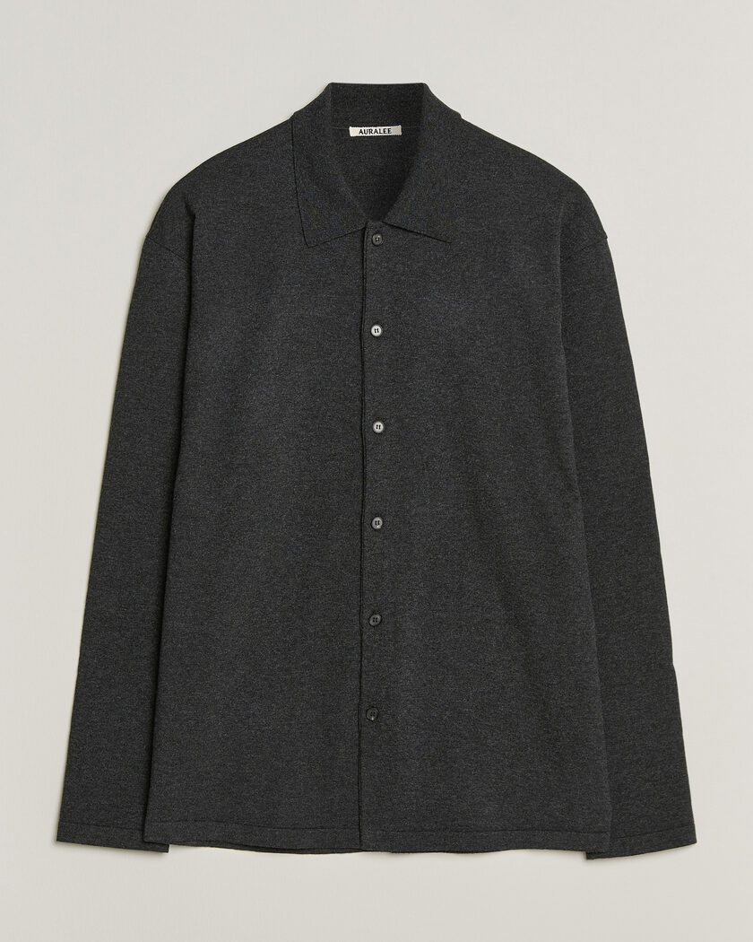 Auralee High Twist Wool Knit Shirt Cardigan Charcoal – Grey
