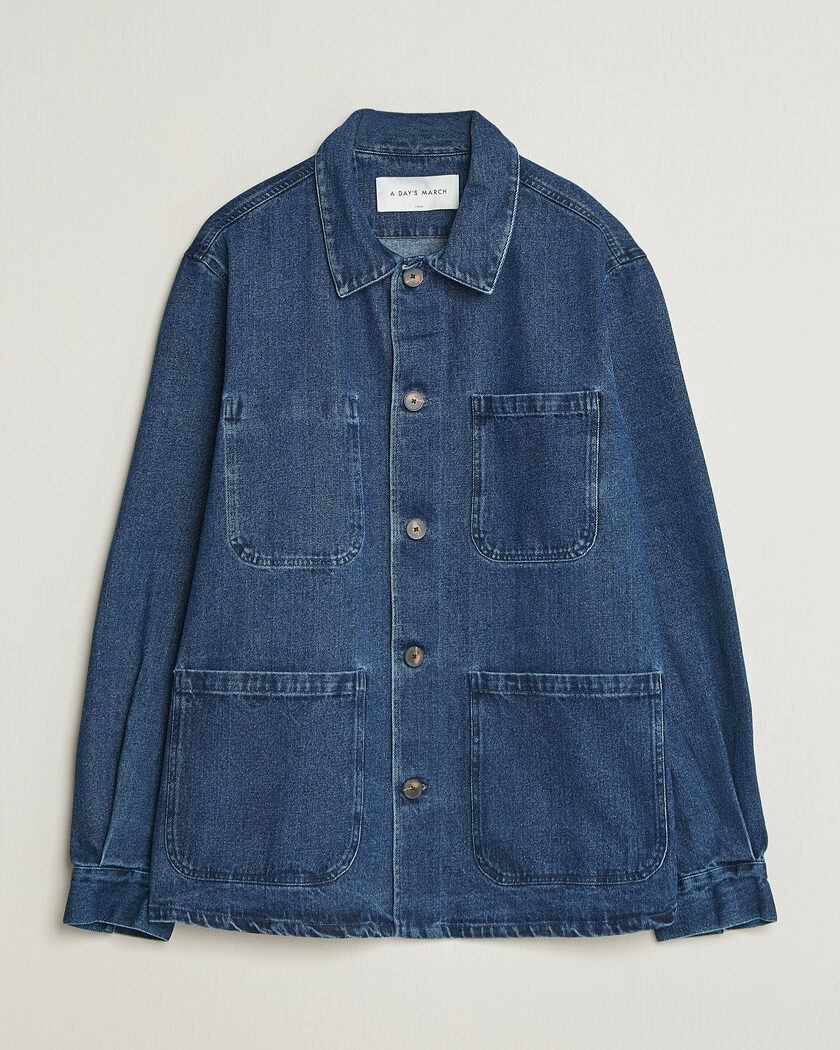 A Day's March Algot Denim Overshirt Dark Blue Wash – Blue
