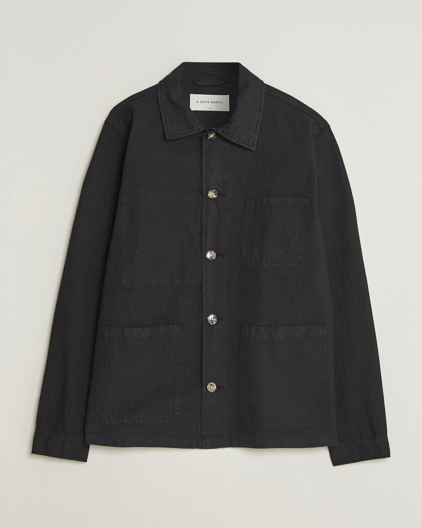 A Day's March Original Herringbone Overshirt Black – Black
