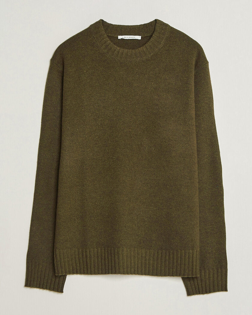 A Day's March Marlow Lambswool Sweater Forest Green – Green