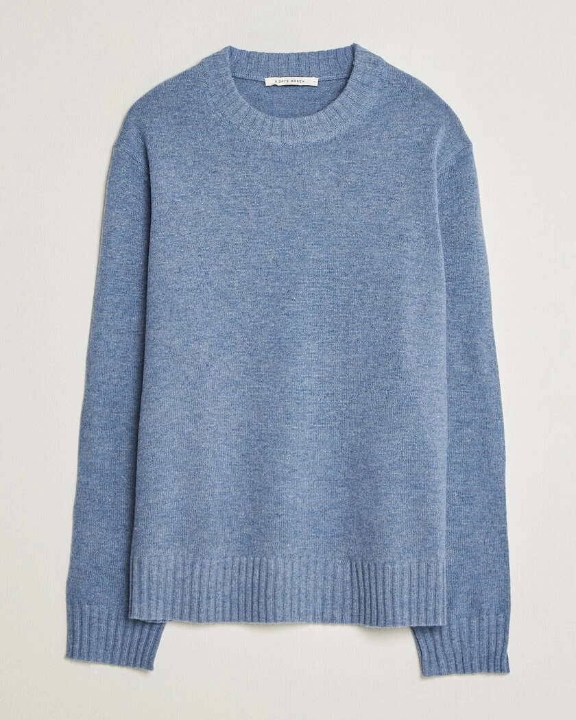 A Day's March Marlow Lambswool Sweater Misty Blue – Blue