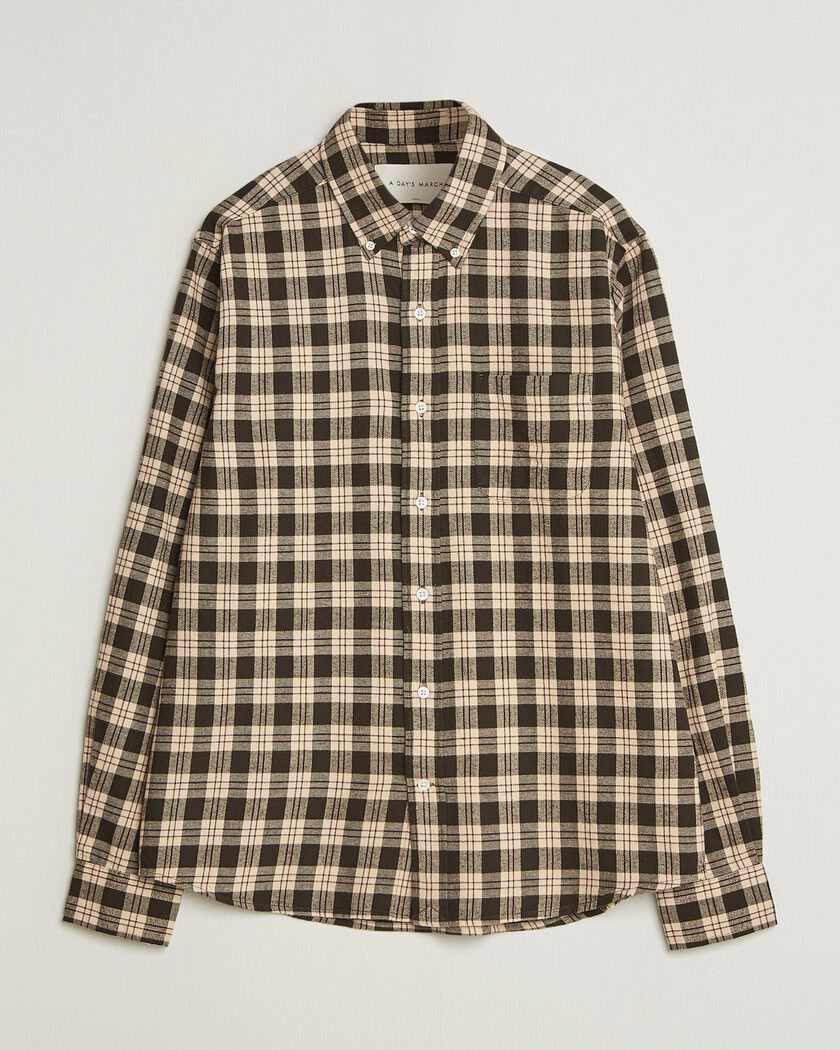 A Day's March Classic Checked Flannel Shirt Brown/Sand – Beige