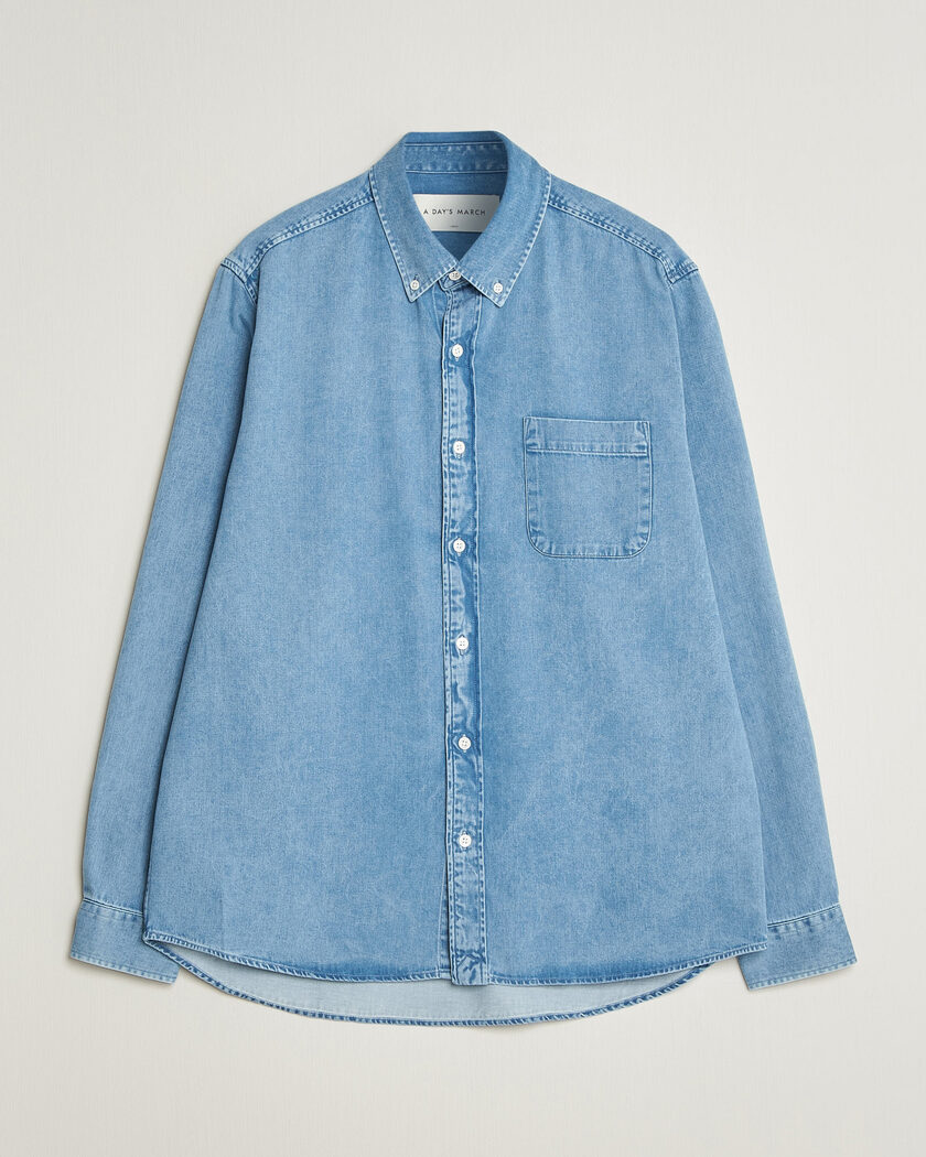 A Day's March Original Button Down Denim Shirt Light Blue – Blue