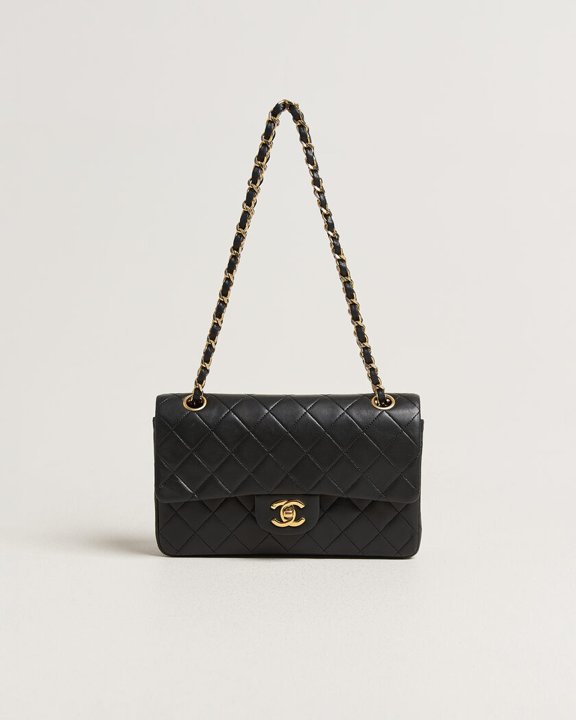 Chanel Pre-Owned Classic Small Double Flap Bag Lambskin Black – Black
