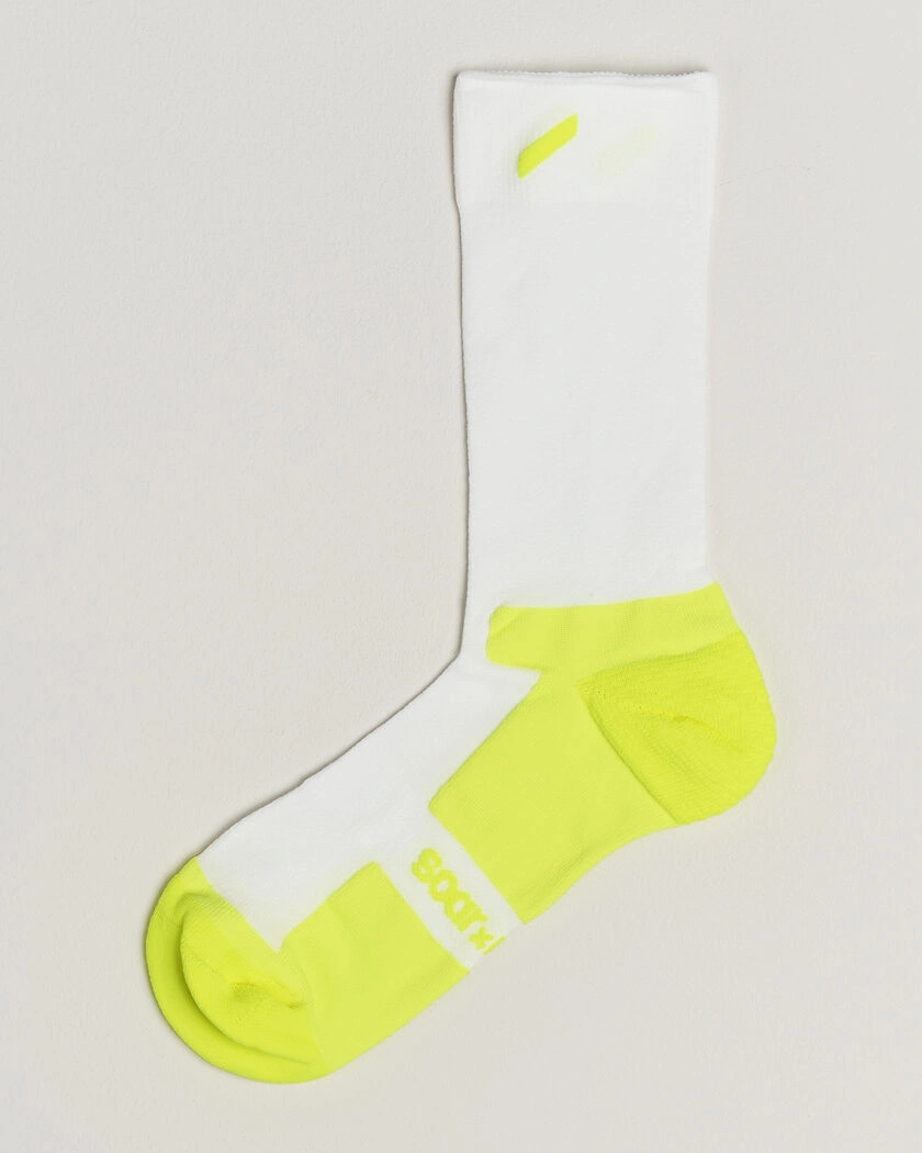 SOAR Running Crew Race Socks White/Fluro Yellow – White