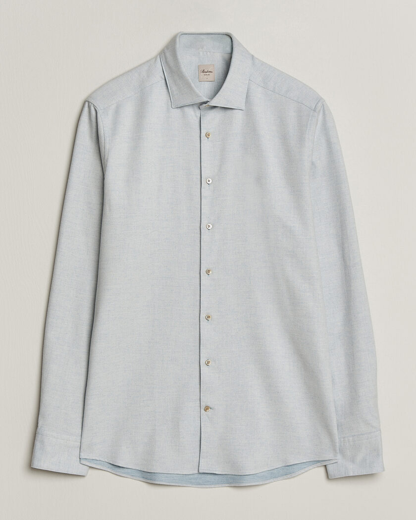 Stenströms Slimline Flannel Shirt Light Blue – Blue