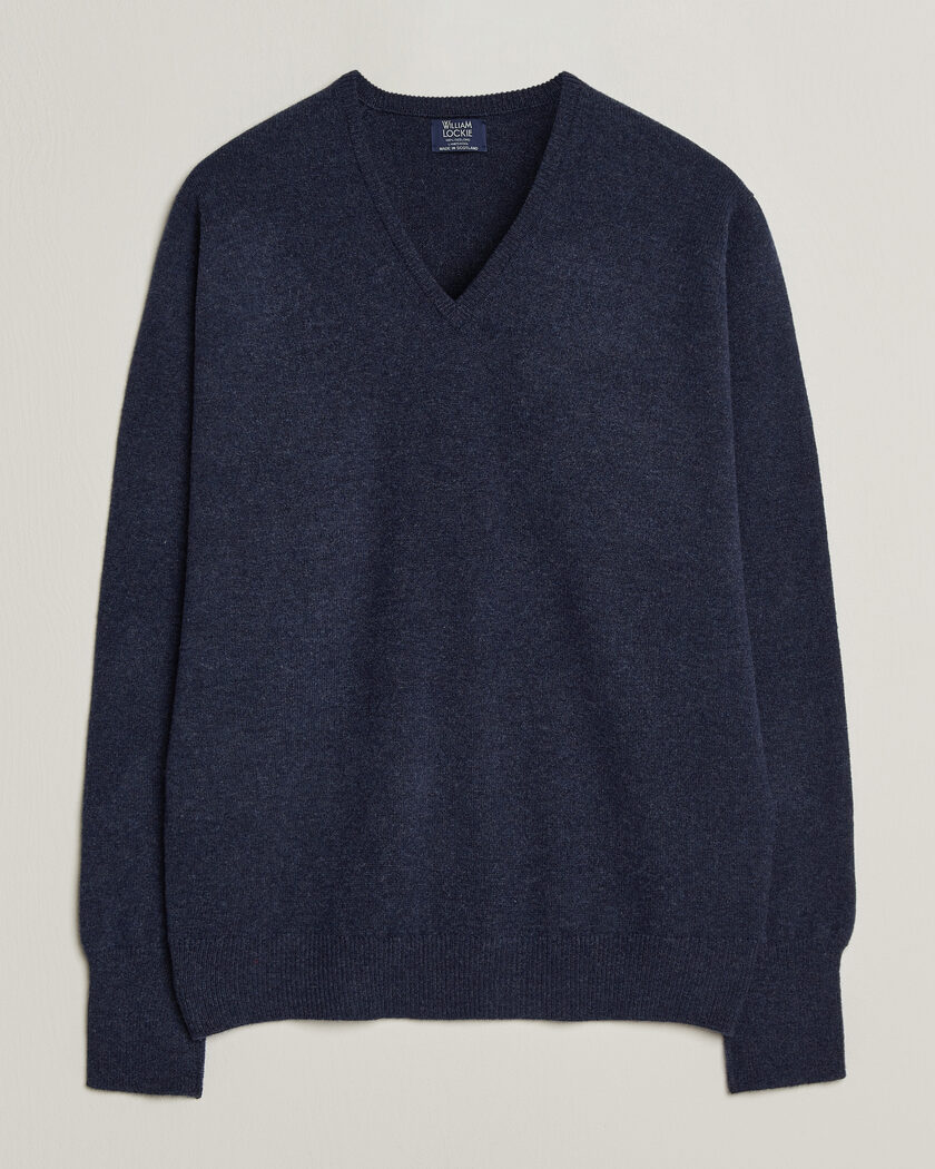 William Lockie Rob Lambswool V-Neck Astra – Blue