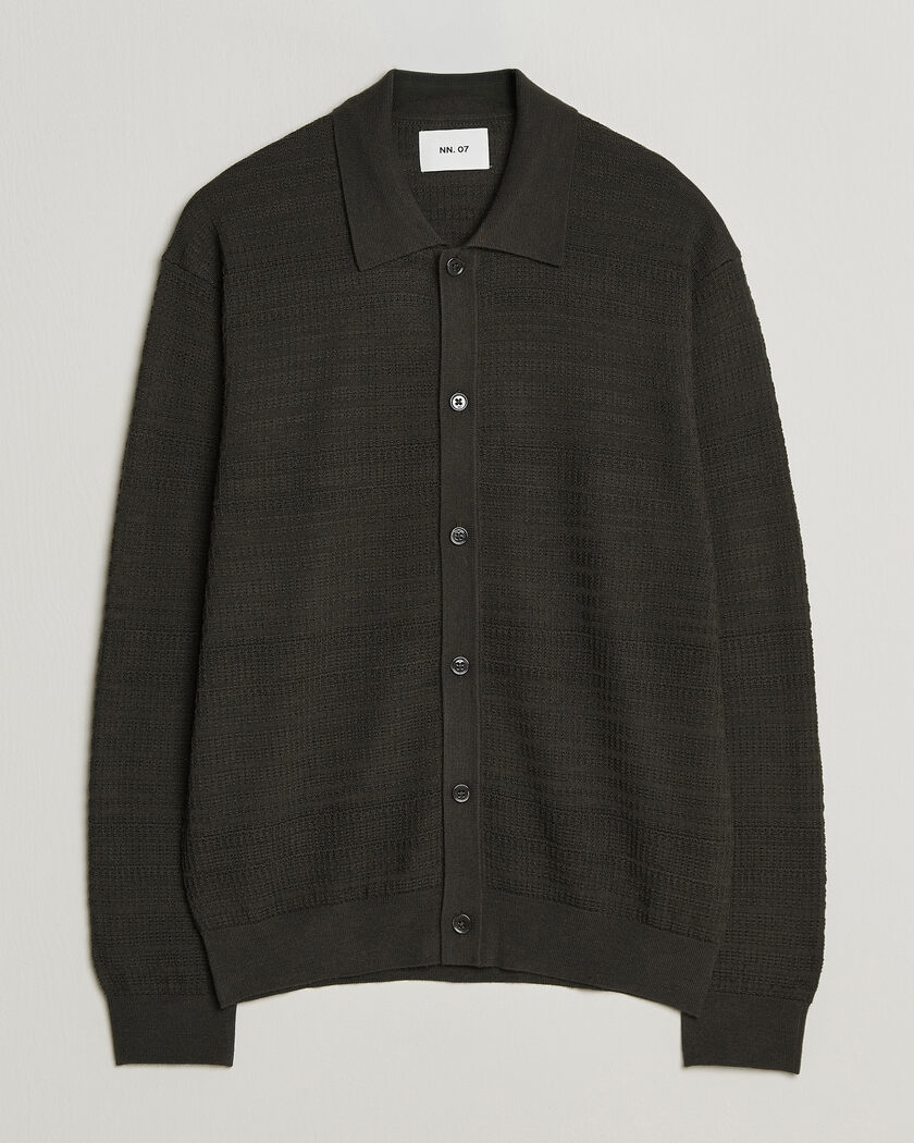 NN07 Nate Wool Knitted Cardigan Dark Army – Green
