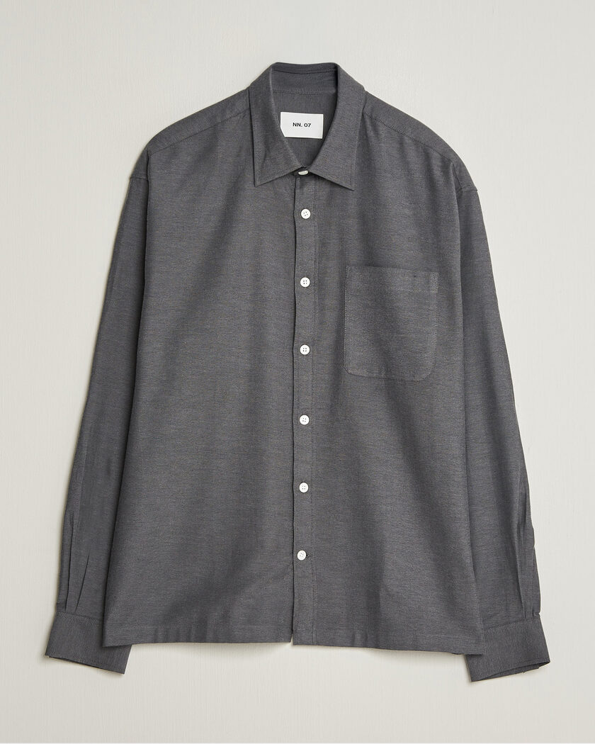  NN07 Deon Brushed Light Flannel Shirt Dark Grey – Grey
