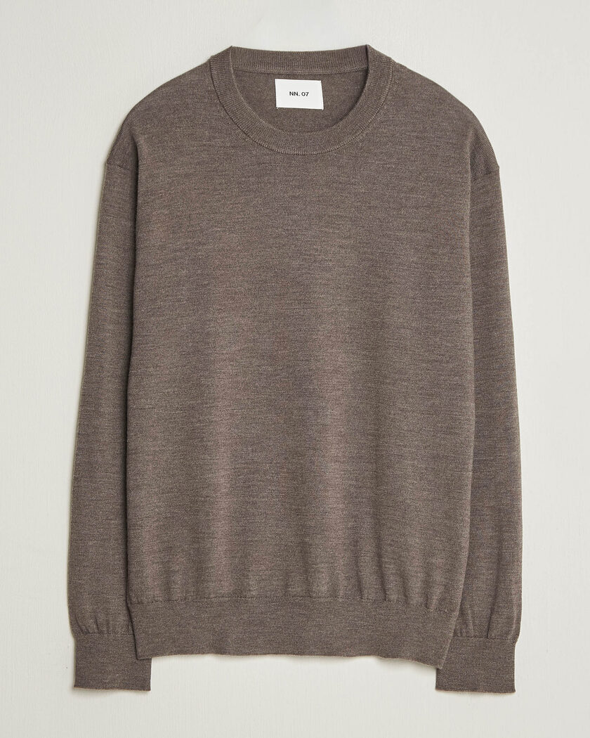  NN07 Nate Wool Knitted Crew Neck Mable Husk – Brown
