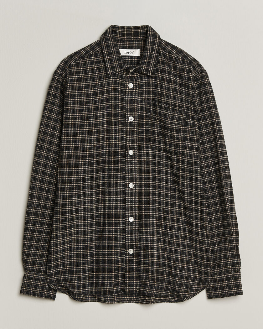 Forét Form Regular Fit Italian Check Shirt Black – Black