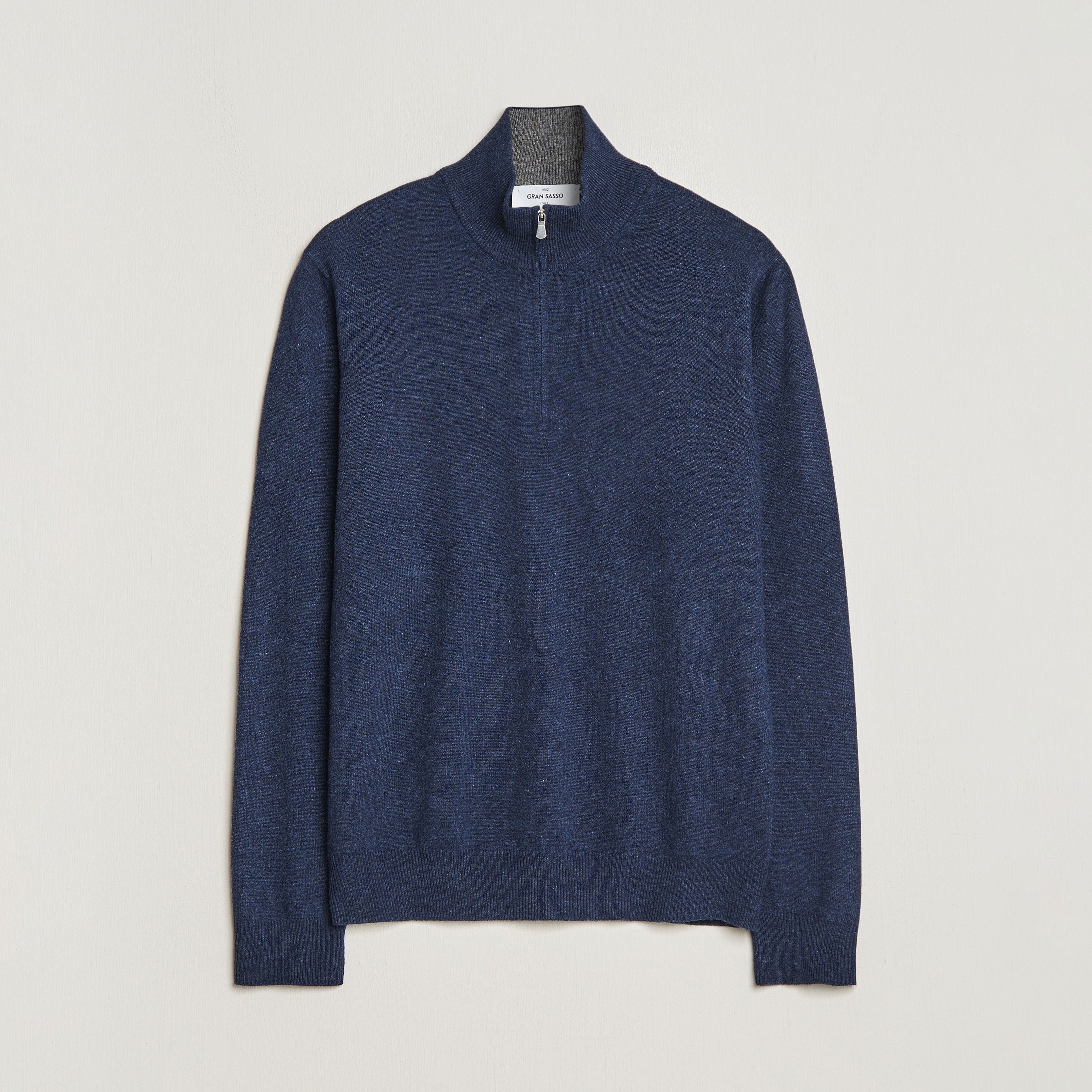 Gran Sasso Wool/Cashmere Half Zip Navy Melange at CareOfCarl.com