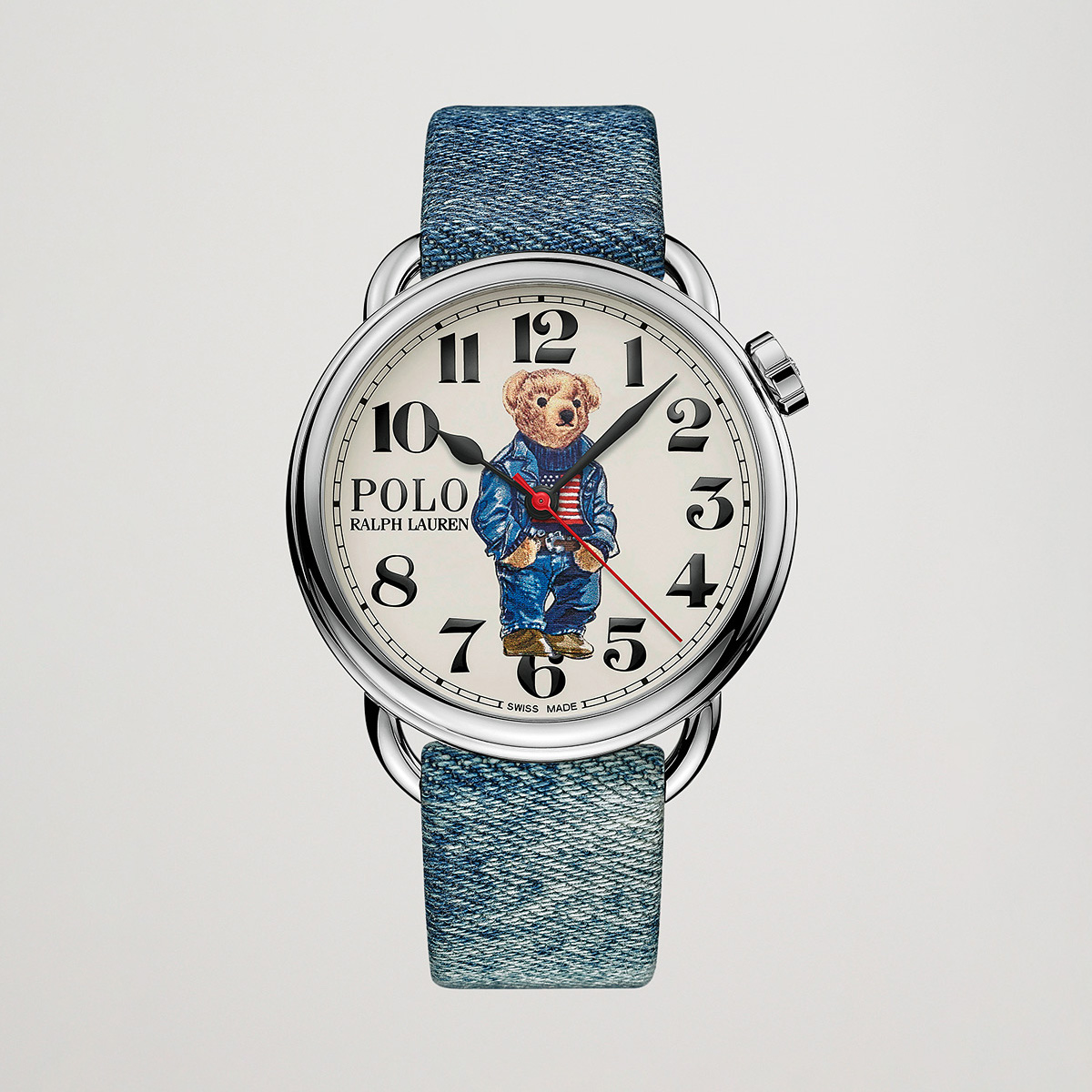 Polo Ralph Lauren 42mm Automatic Denim Flag Bear Steel With White
