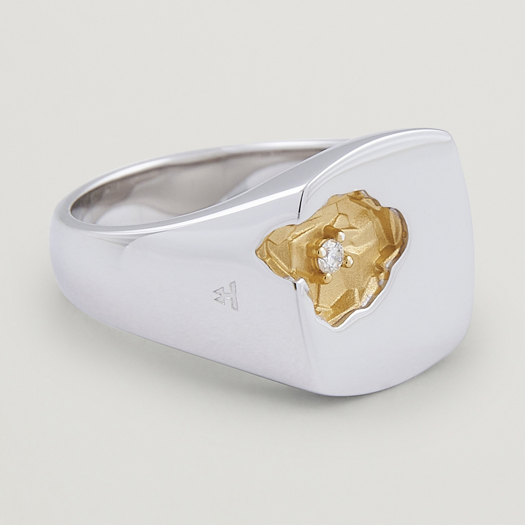 Tom Wood Mined Ring Large Diamond Silver at CareOfCarl.com 