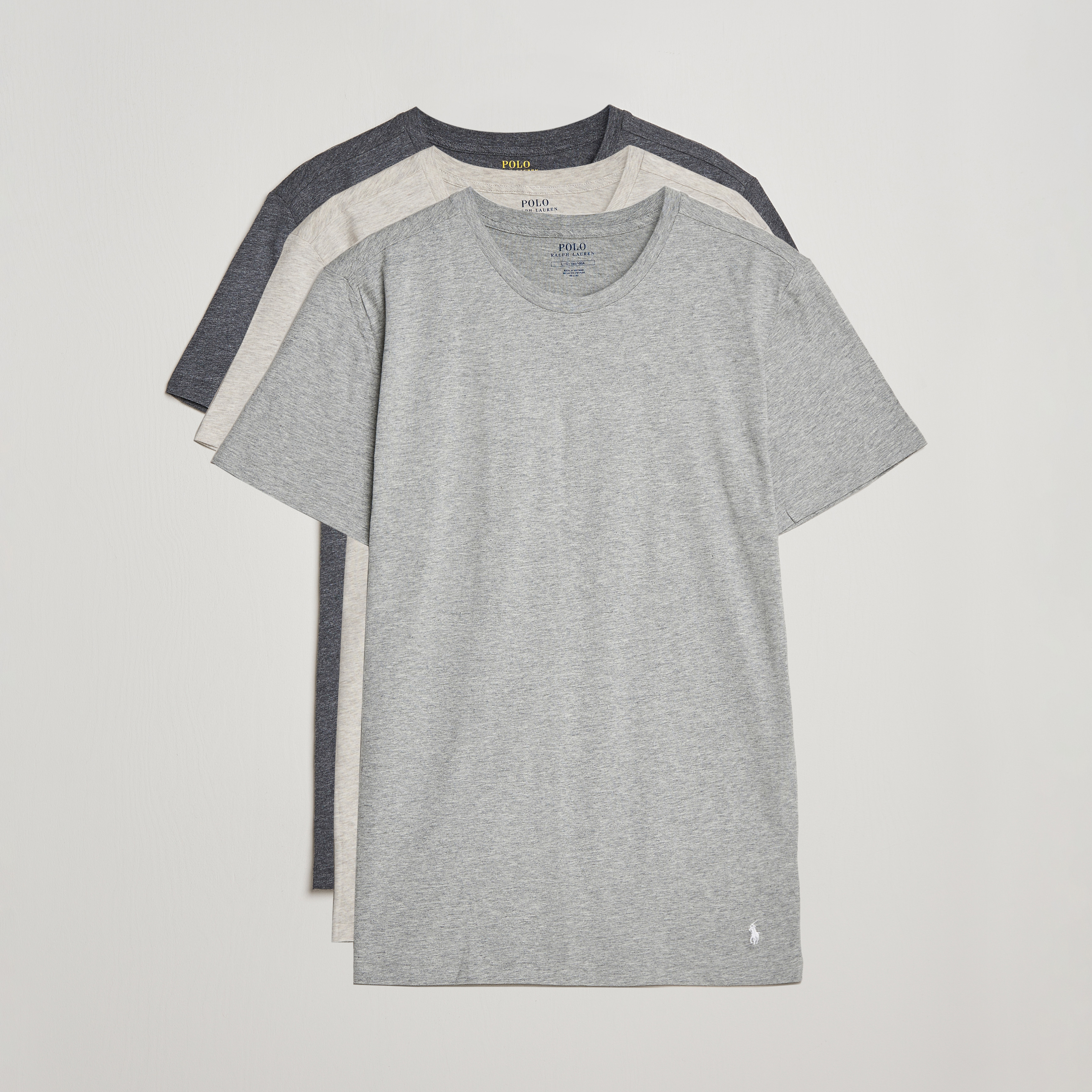 Crew Heather/Grey/Charcoal at CareOfC Ralph Neck 3-Pack Polo T-Shirt Lauren