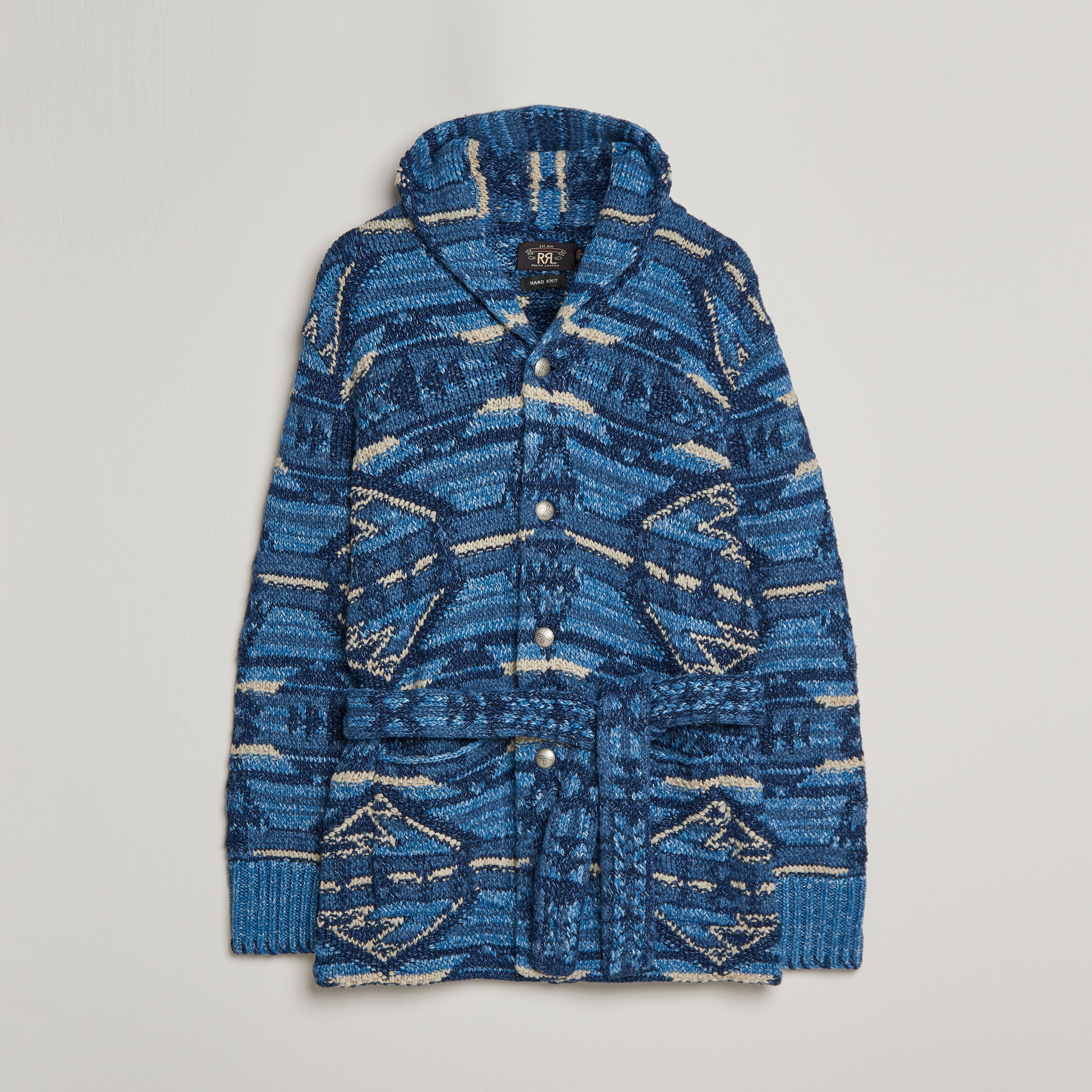 RRL Ranch Shawl Collar Cardigan Indigo Multi at CareOfCarl.com