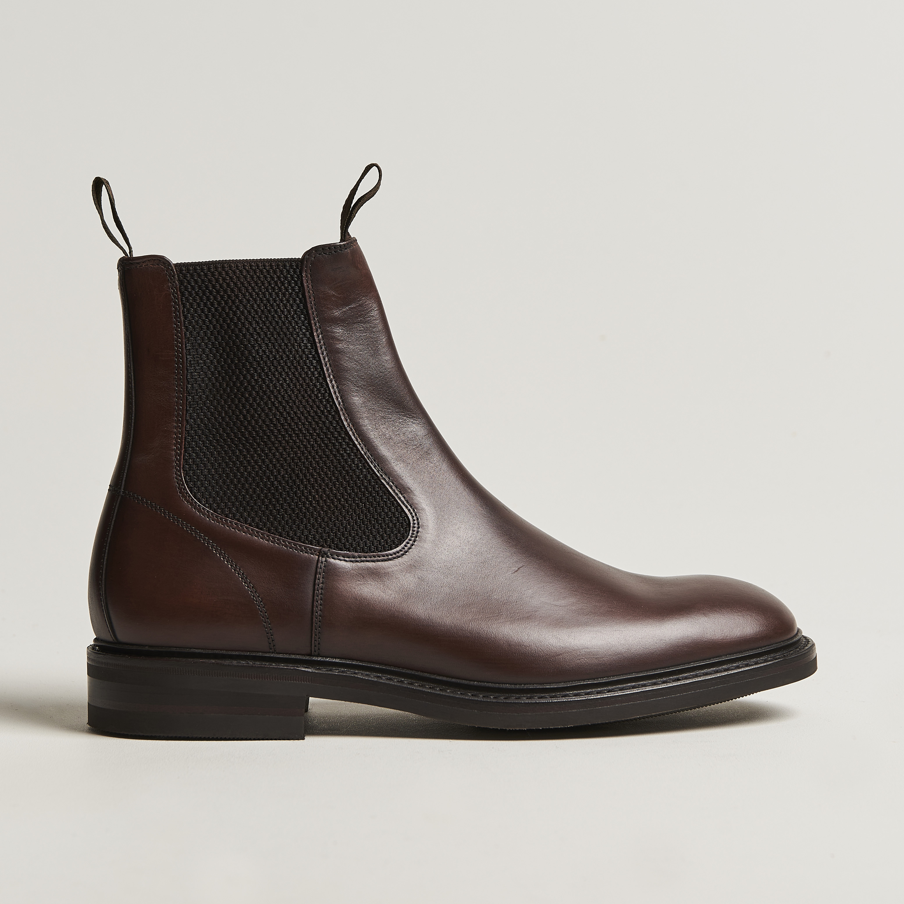Loake 1880 Dingley Waxed Leather Chelsea Boot Dark Brown at CareOfCarl.com
