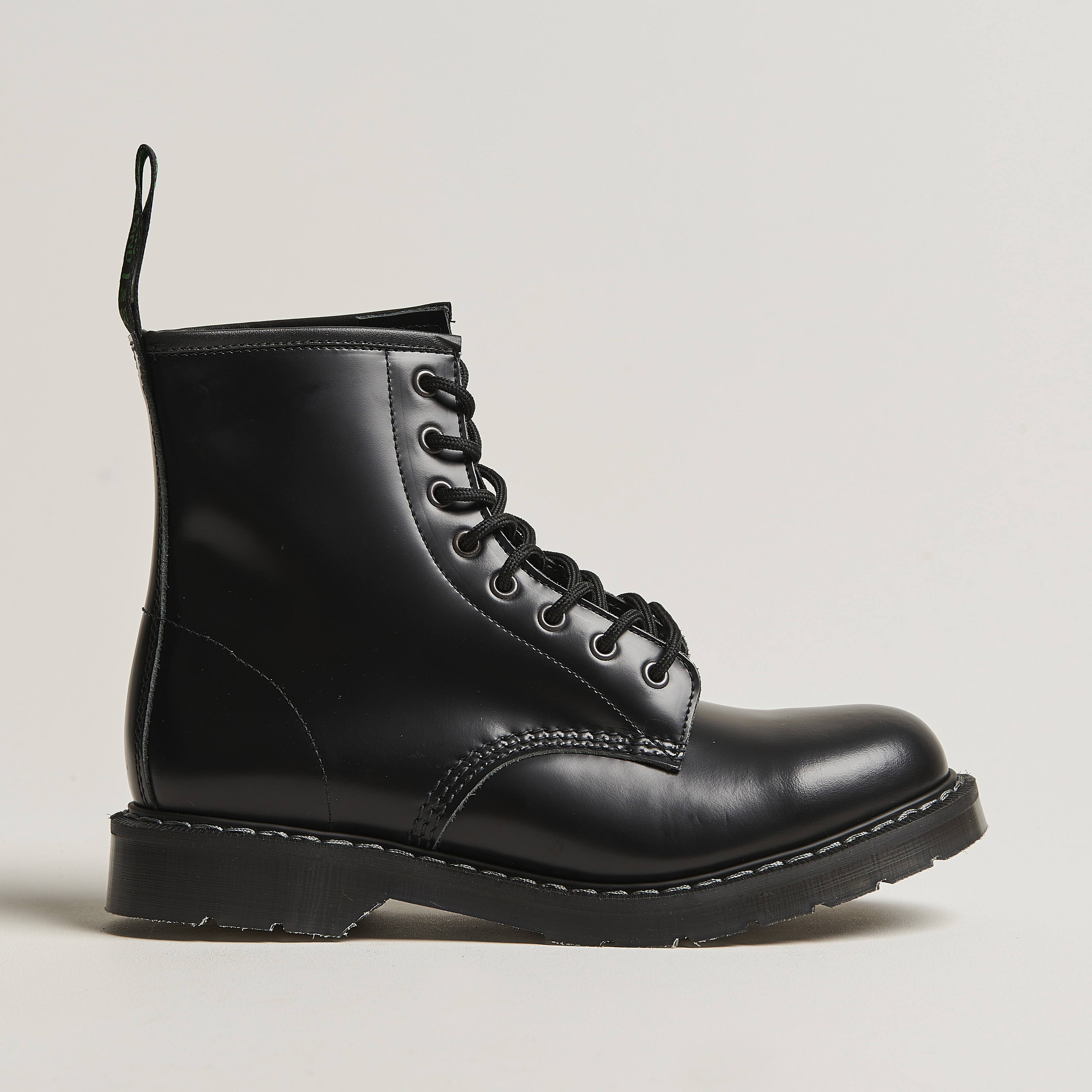 Solovair 8 Eye Derby Boot Black Shine at CareOfCarl.com