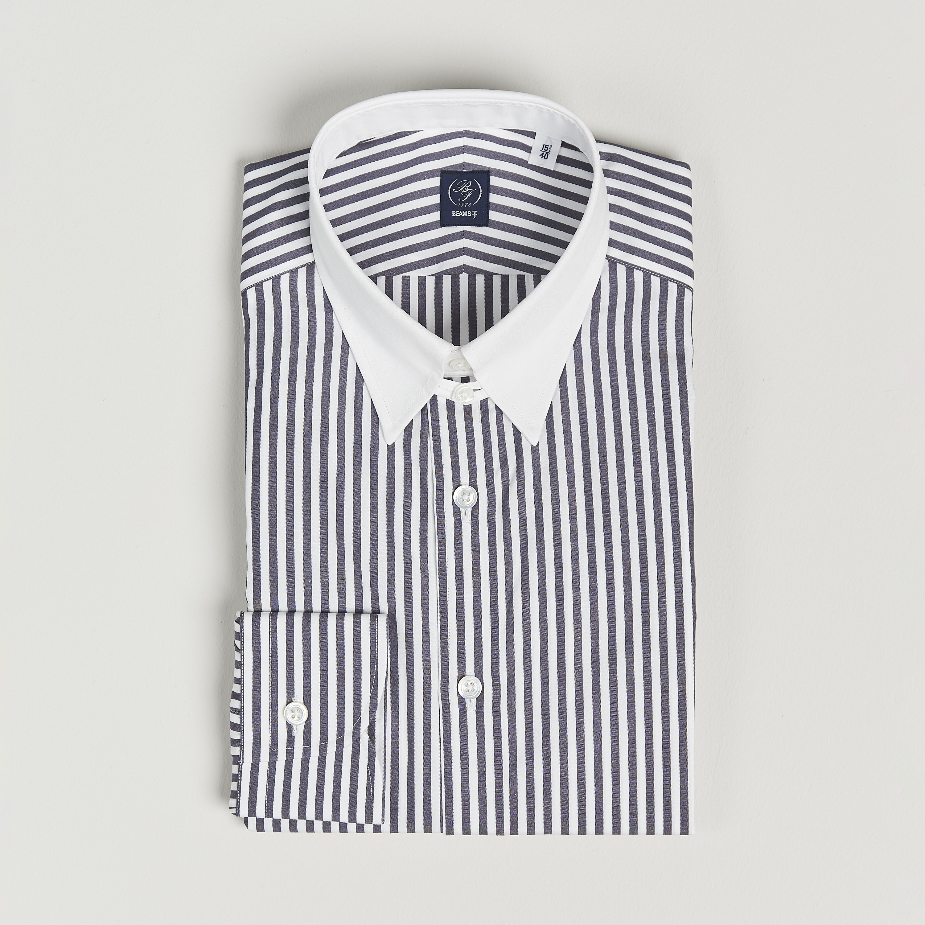 Beams F Tab Collar Dress Shirt Grey/White at