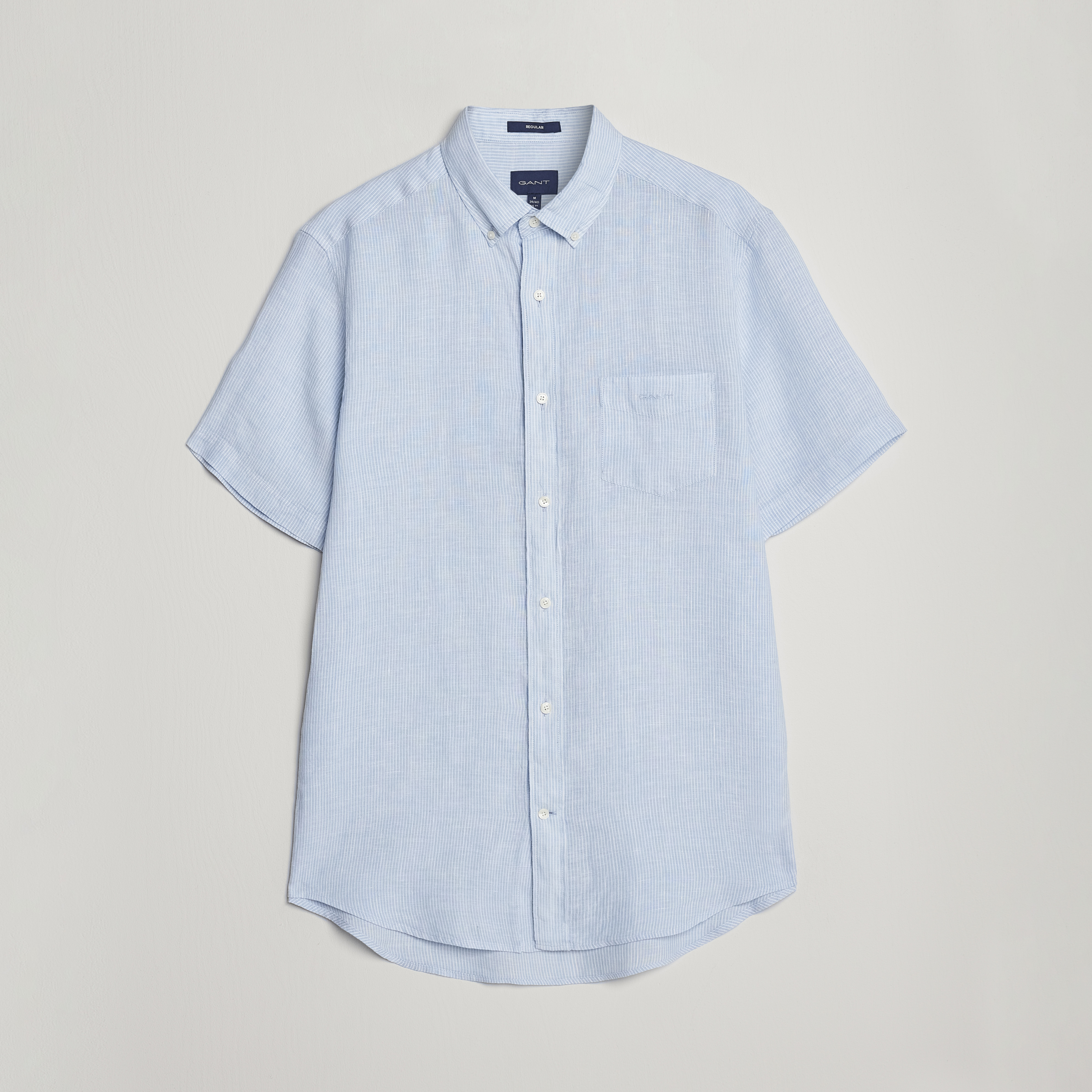 Gant Men Blue Regular Fit Striped Linen Shirt