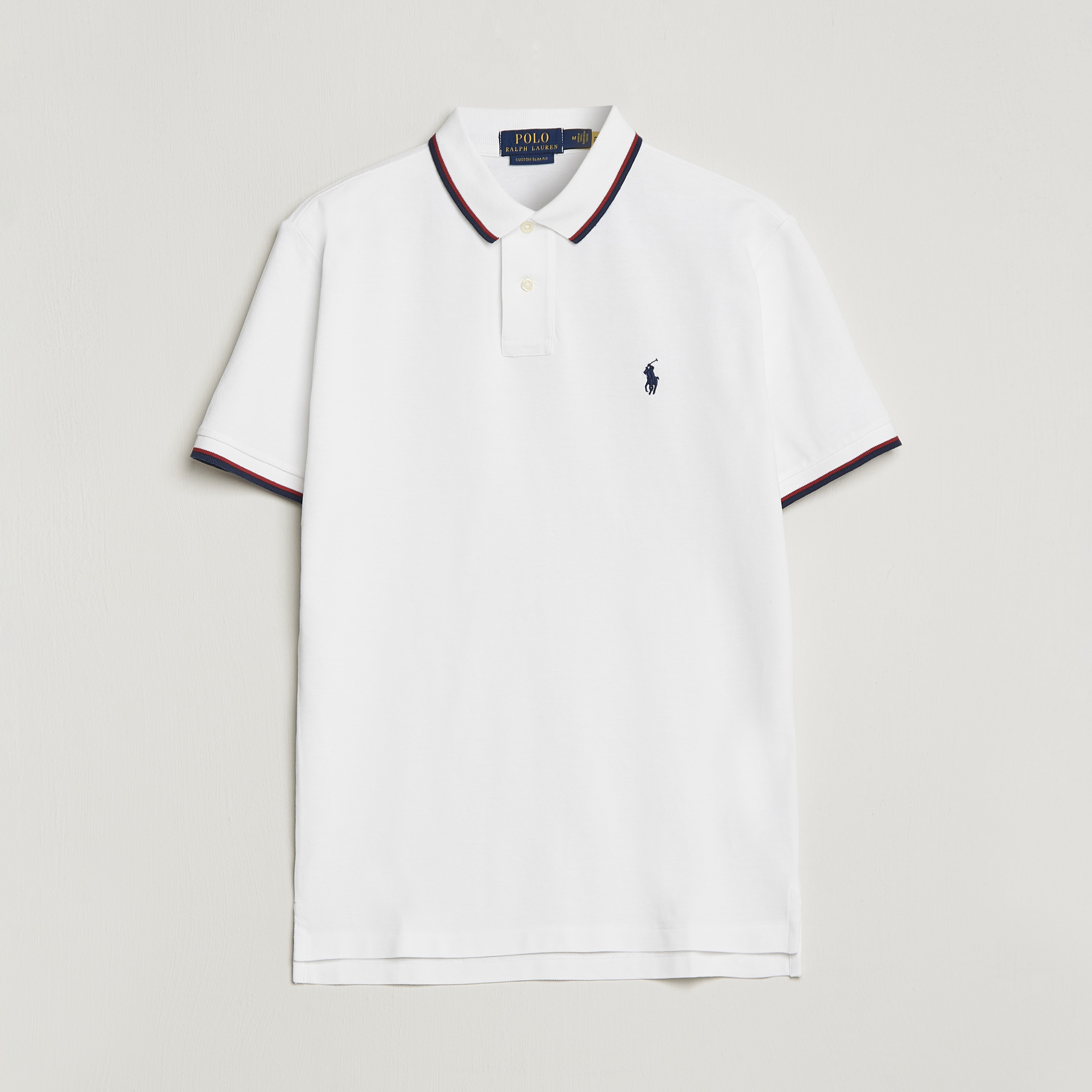 Polo Ralph Lauren Custom Slim Fit Tipped Polo White at CareOfCarl.com