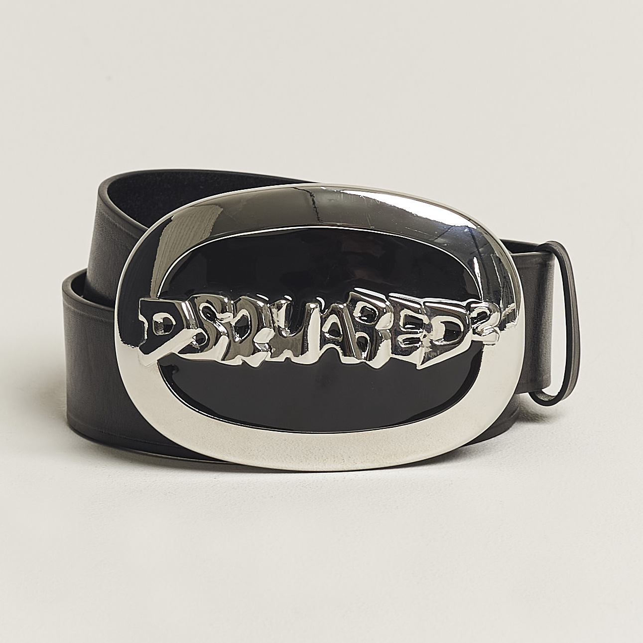 Ceinture DSQUARED2 En Cuir Verni Noir – Boucle Fine – Taille XL – Classique Et Rare