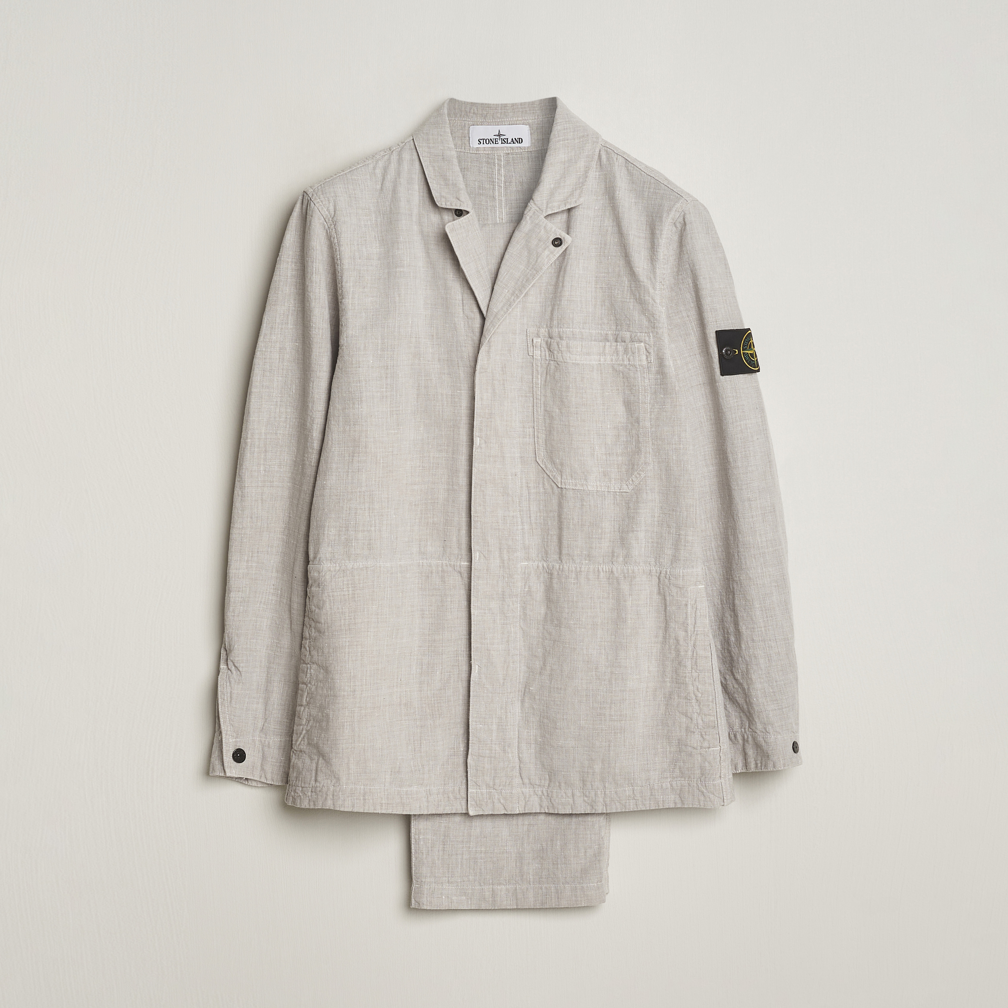 Stone Island Linen Nylon Relaxed Suit Dove Grey at CareOfCarl.com 