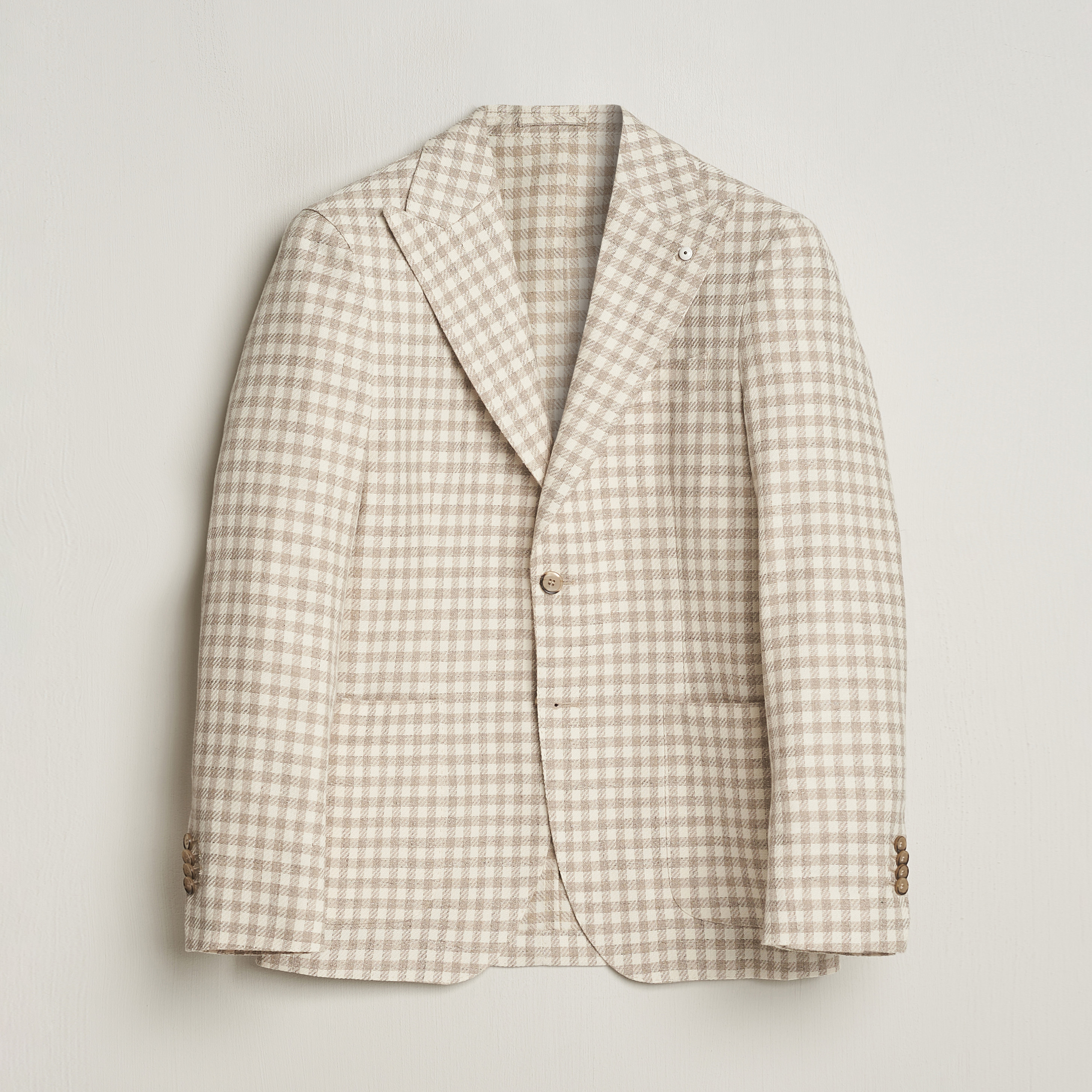 Oversized L S Blazer Beige Checked