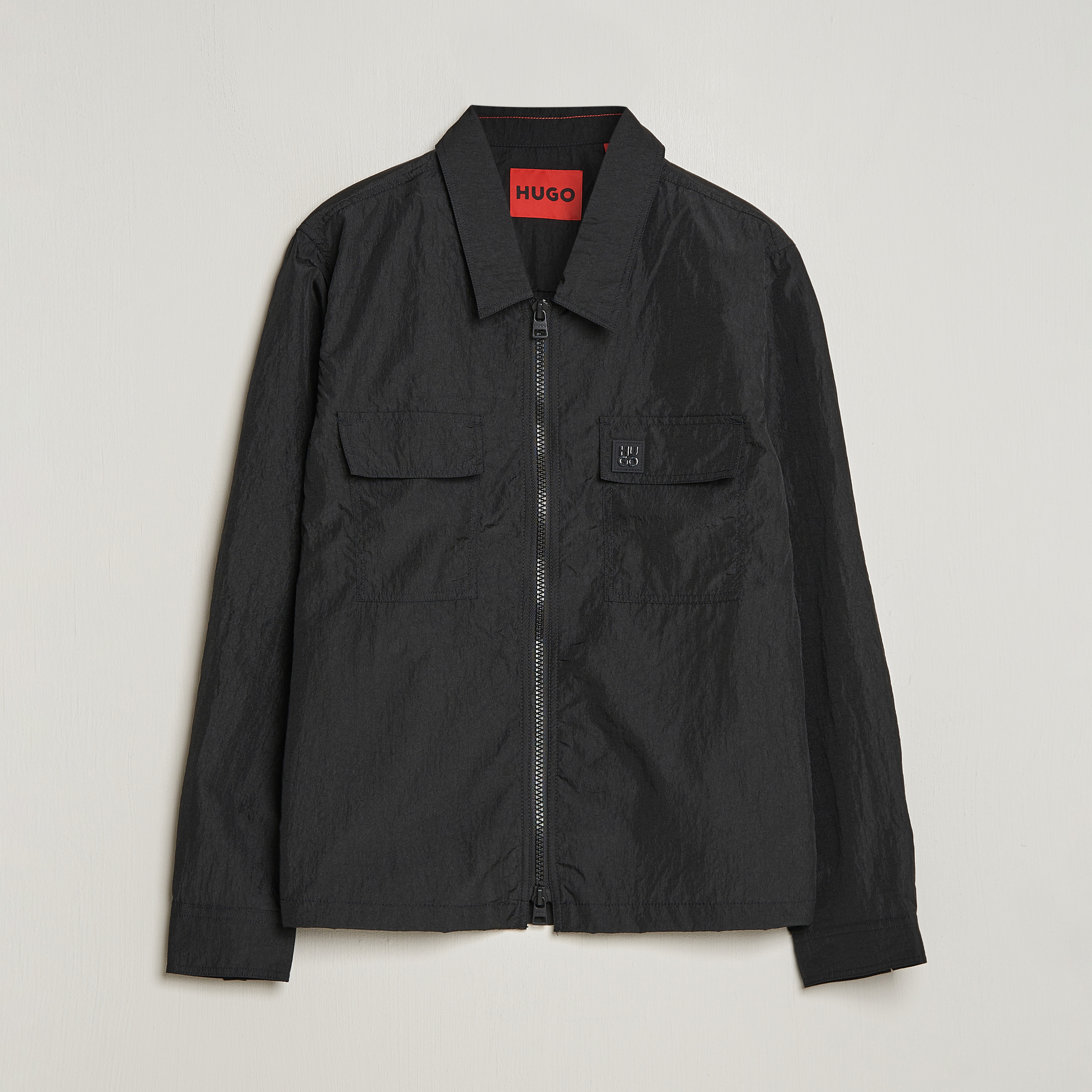 HUGO Emalo Full-Zip Overshirt Black at CareOfCarl.com