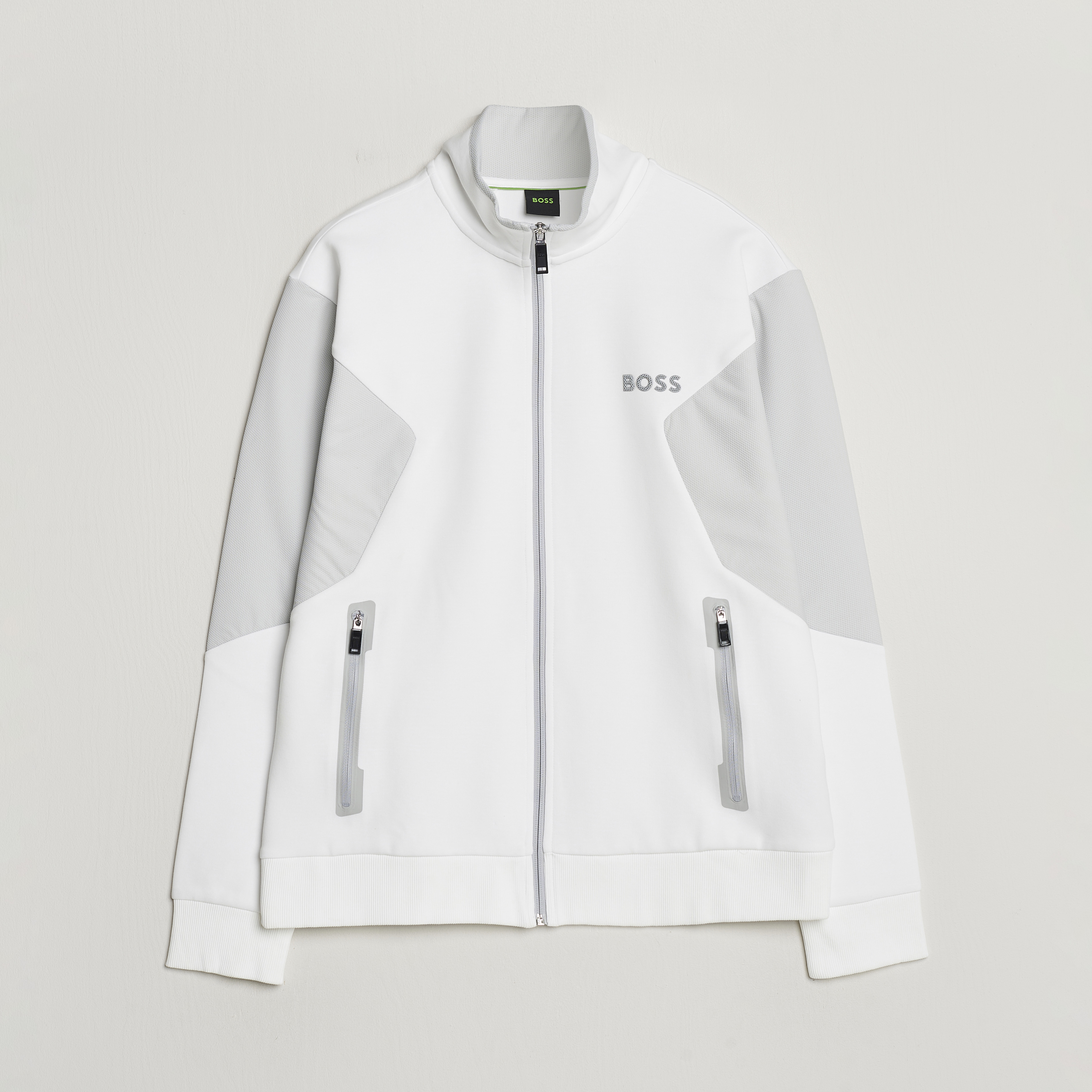 BOSS GREEN Skaz Full Zip Hoodie White at CareOfCarl.com