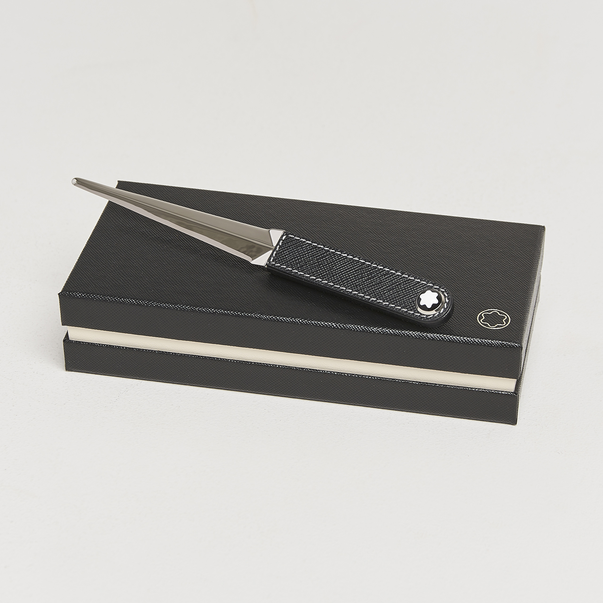 Montblanc Letter Opener in Steel and Leather Black at CareOfCarl.com