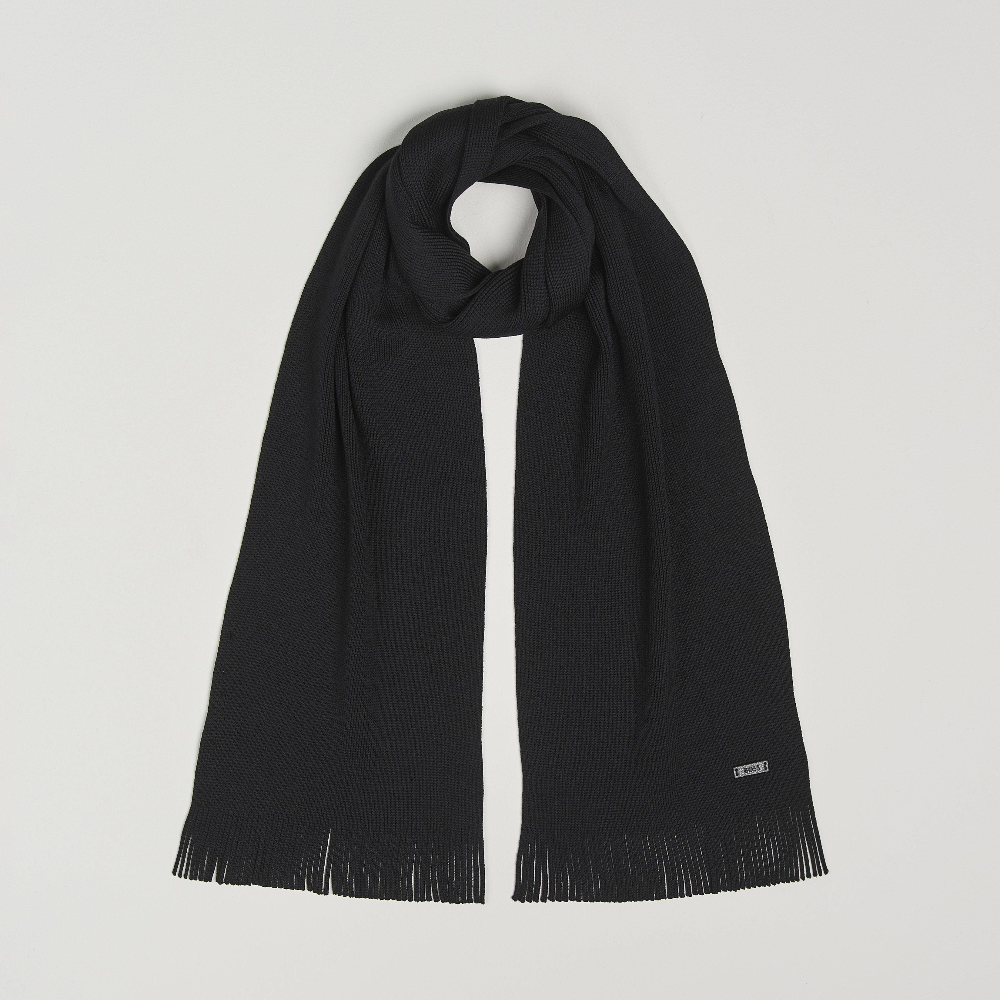 BOSS BLACK Albas Wool Scarf Black at