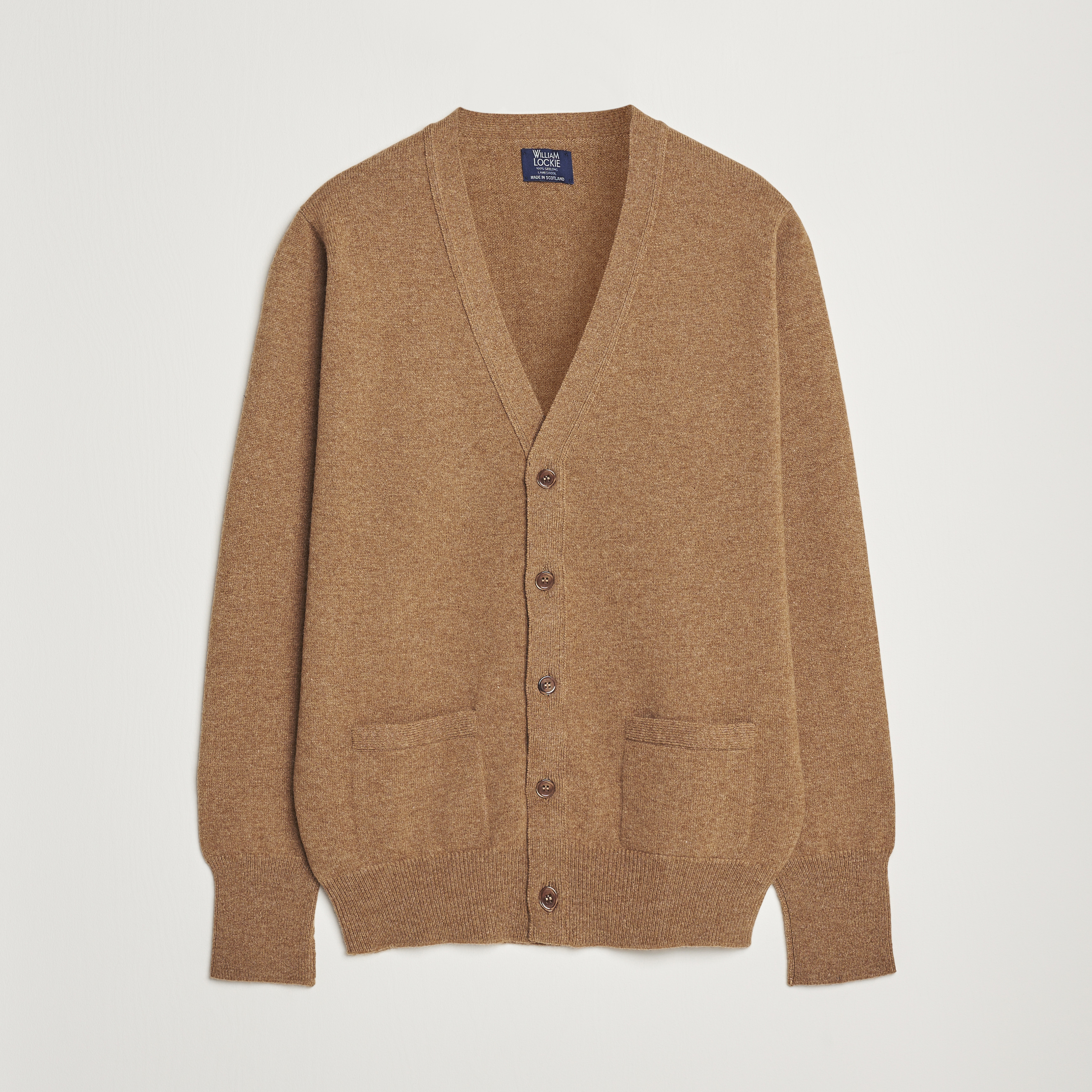 William Lockie Rob Lambswool Cardigan Driftwood at CareOfCarl.com