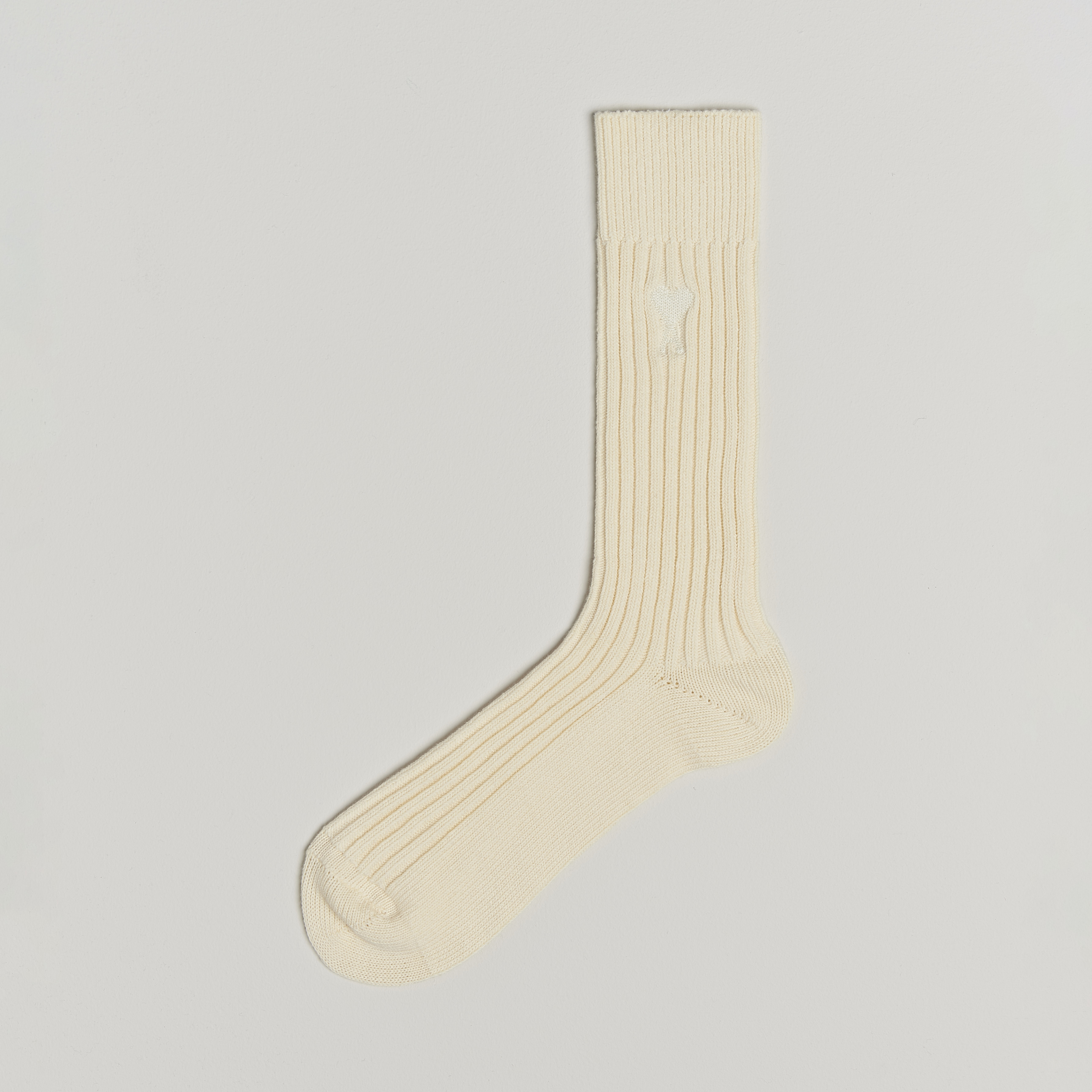 AMI Logo Ribbed Sock Off White at CareOfCarl.com