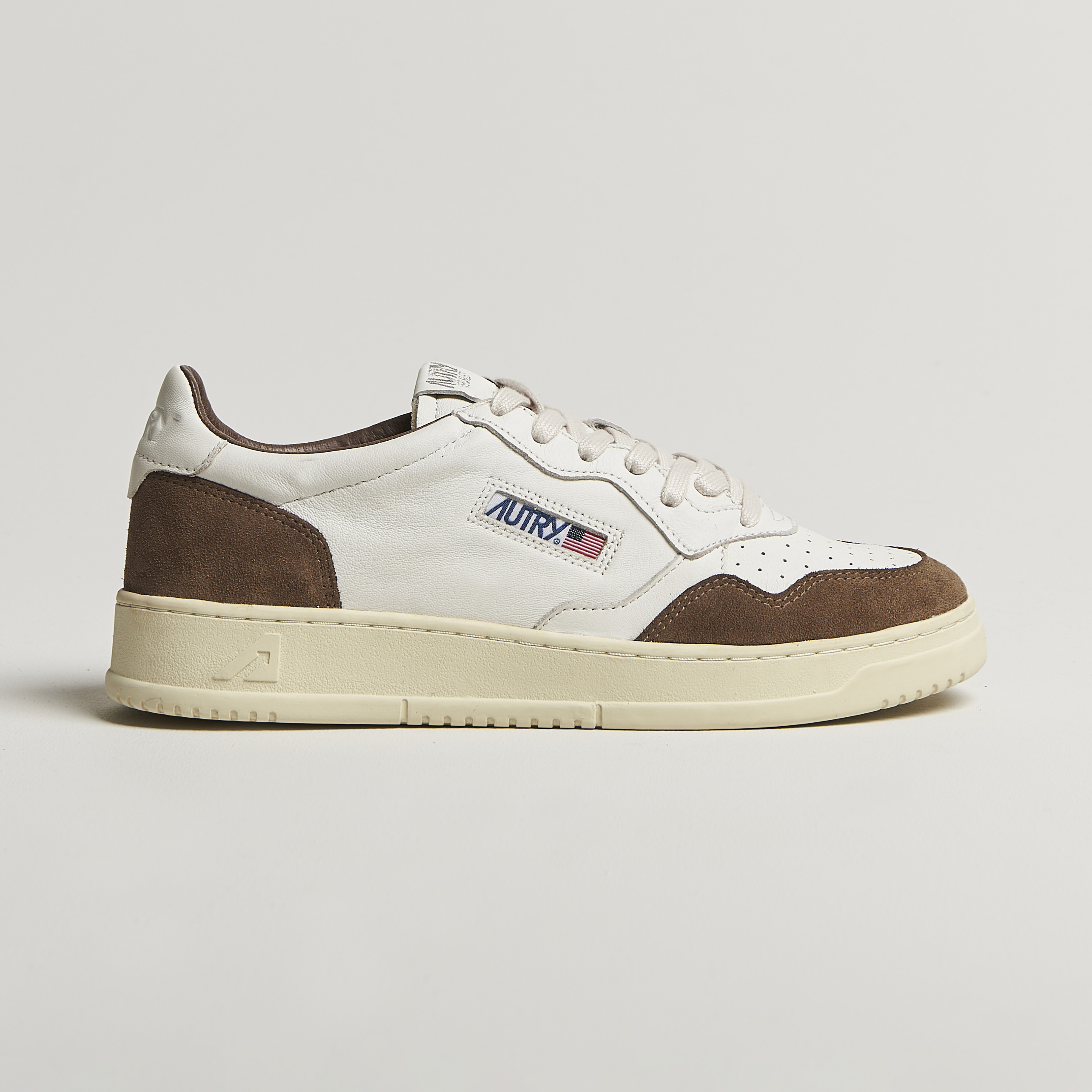 Autry Medalist Low Super Soft Goat Leather Sneaker White/Brown at CareOfCar