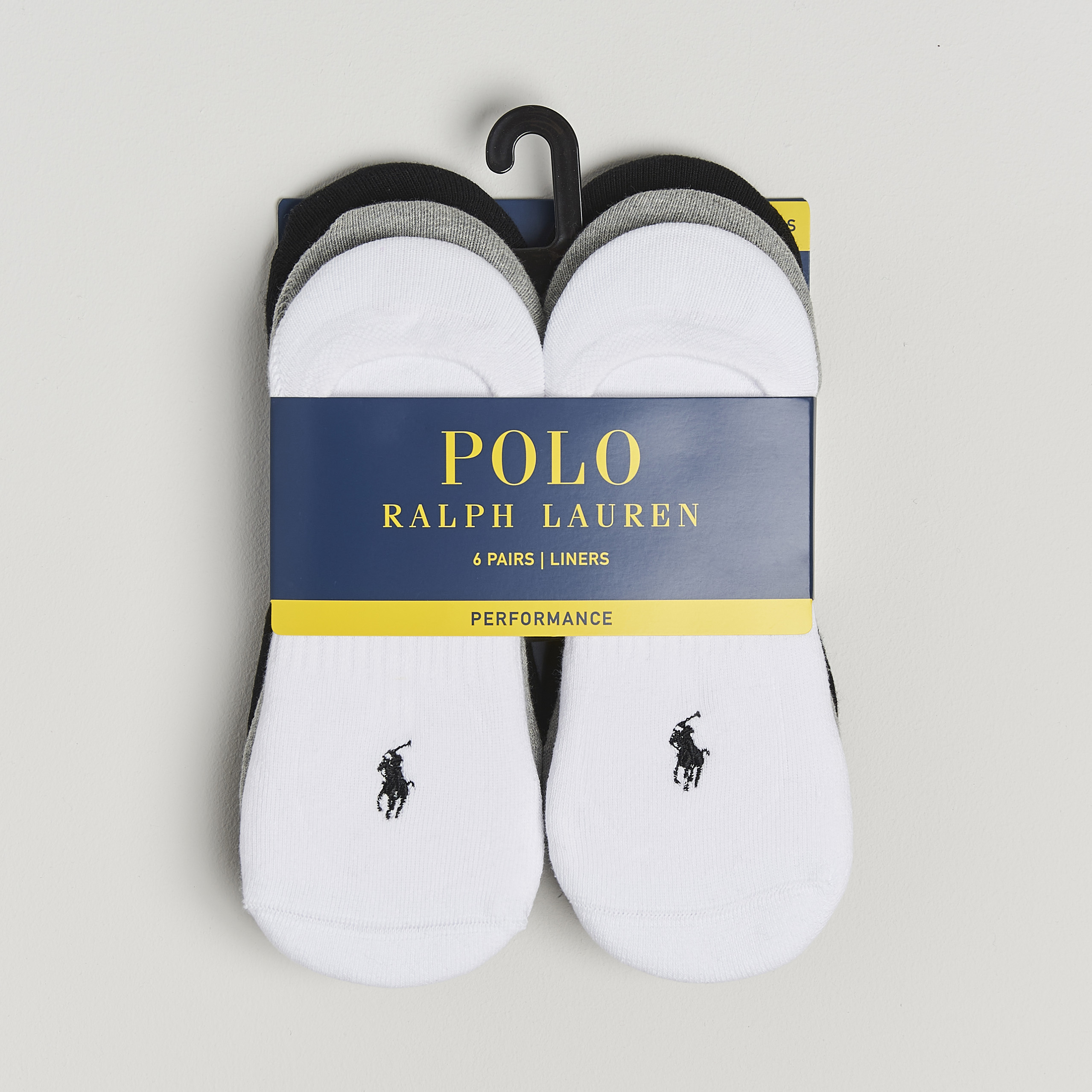 Polo Ralph Lauren 6-Pack No Show Big Pony Pony Socks Black/White