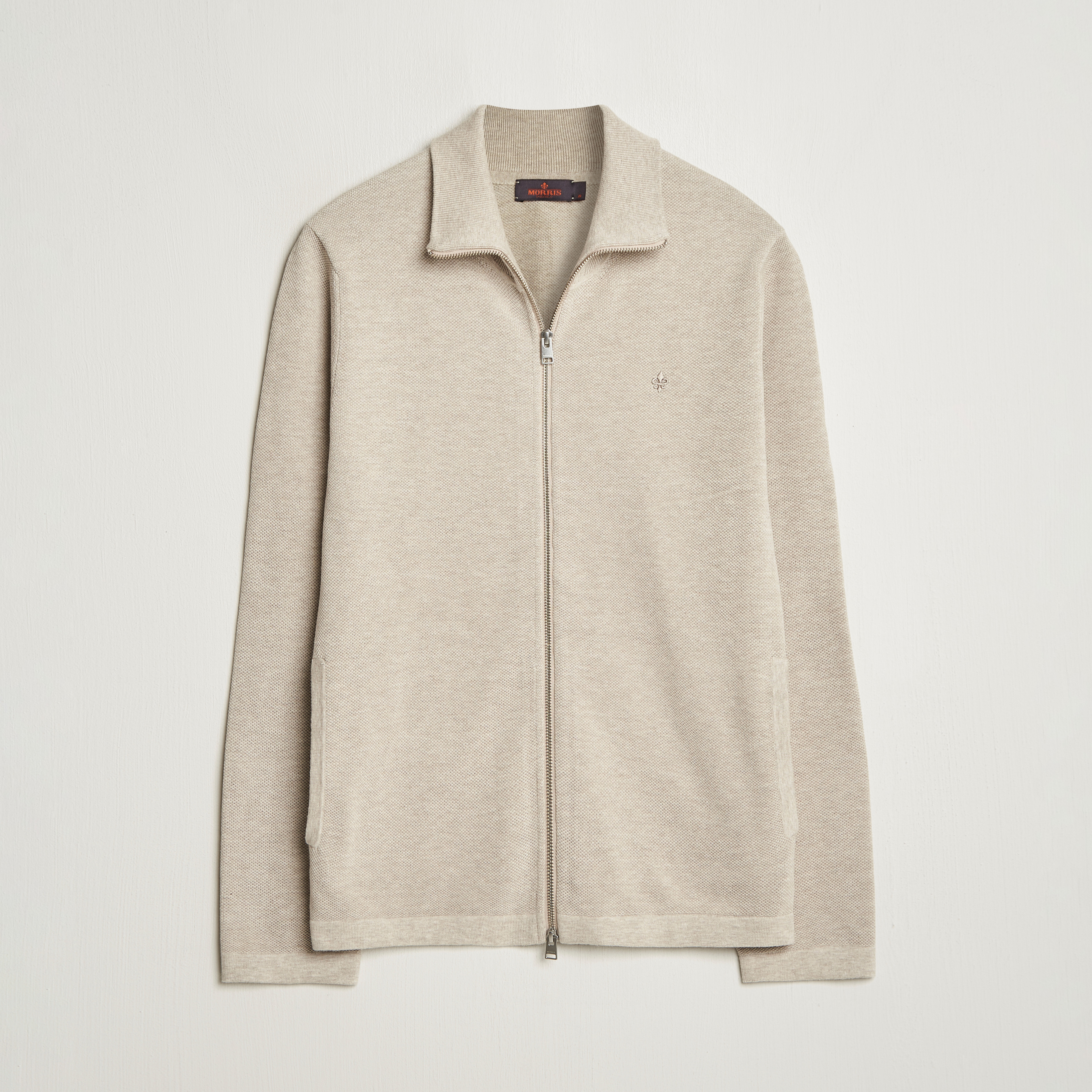 Morris Jake Zip Cardigan Khaki at CareOfCarl.com
