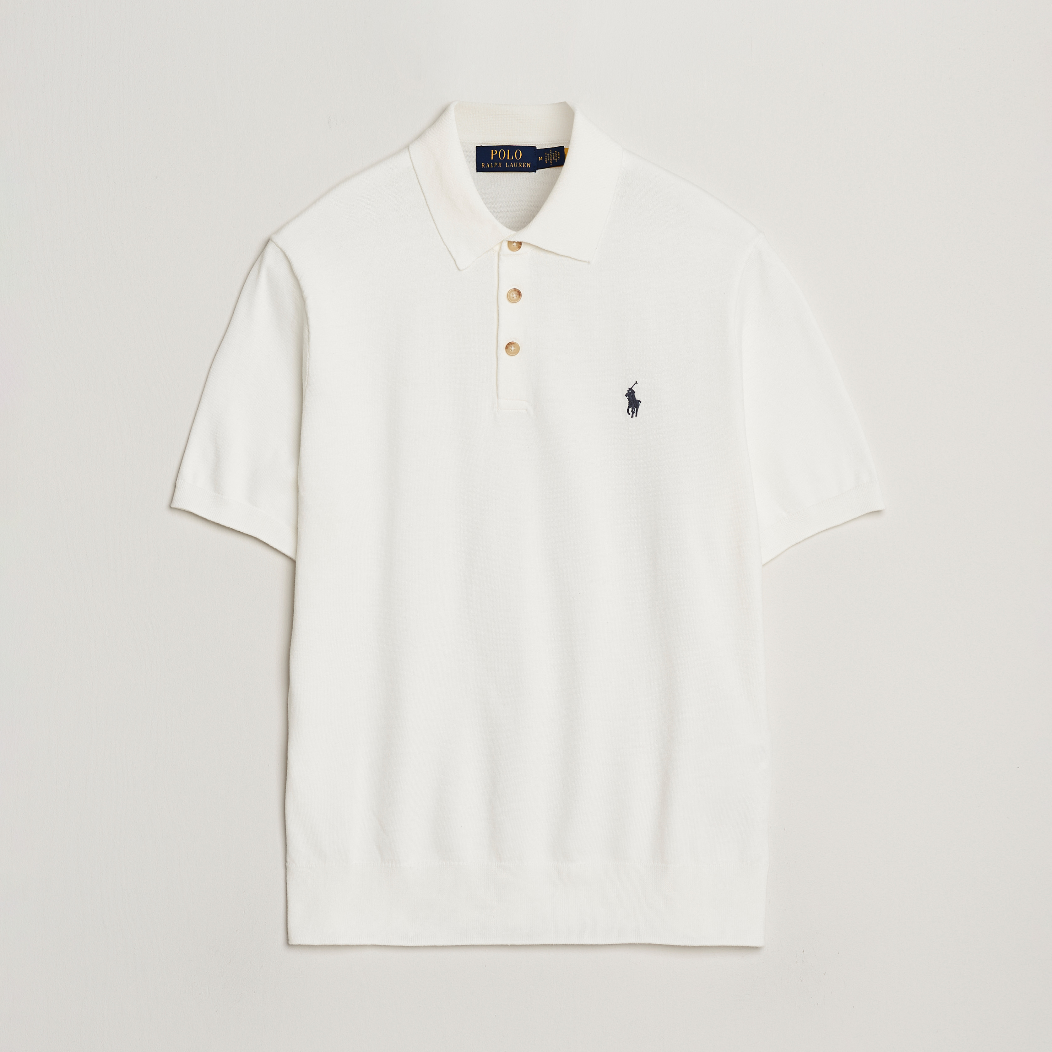 Polo Ralph Lauren Knitted Short Sleeve Polo Deckwash White at