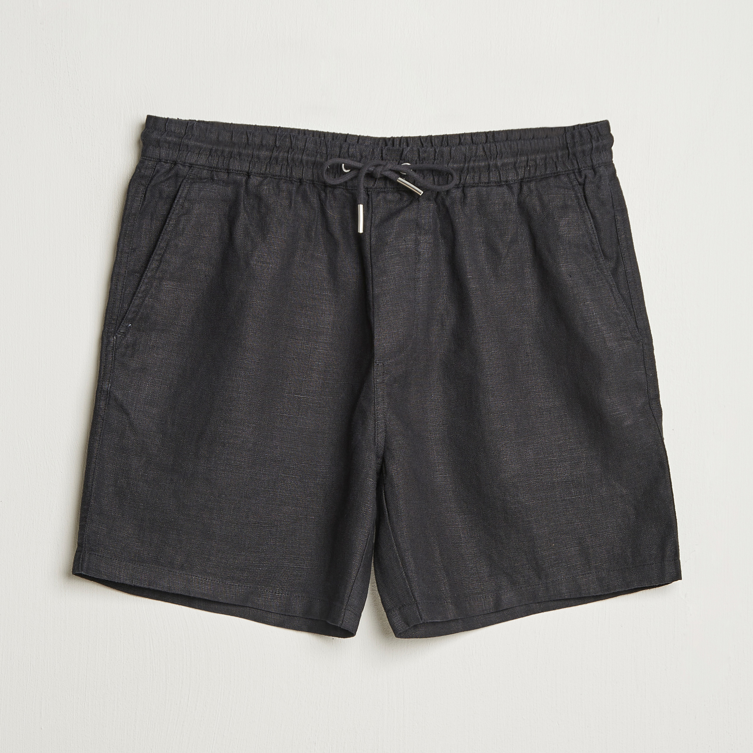 Evin Cotton Linen Drawstring Shorts (Black)