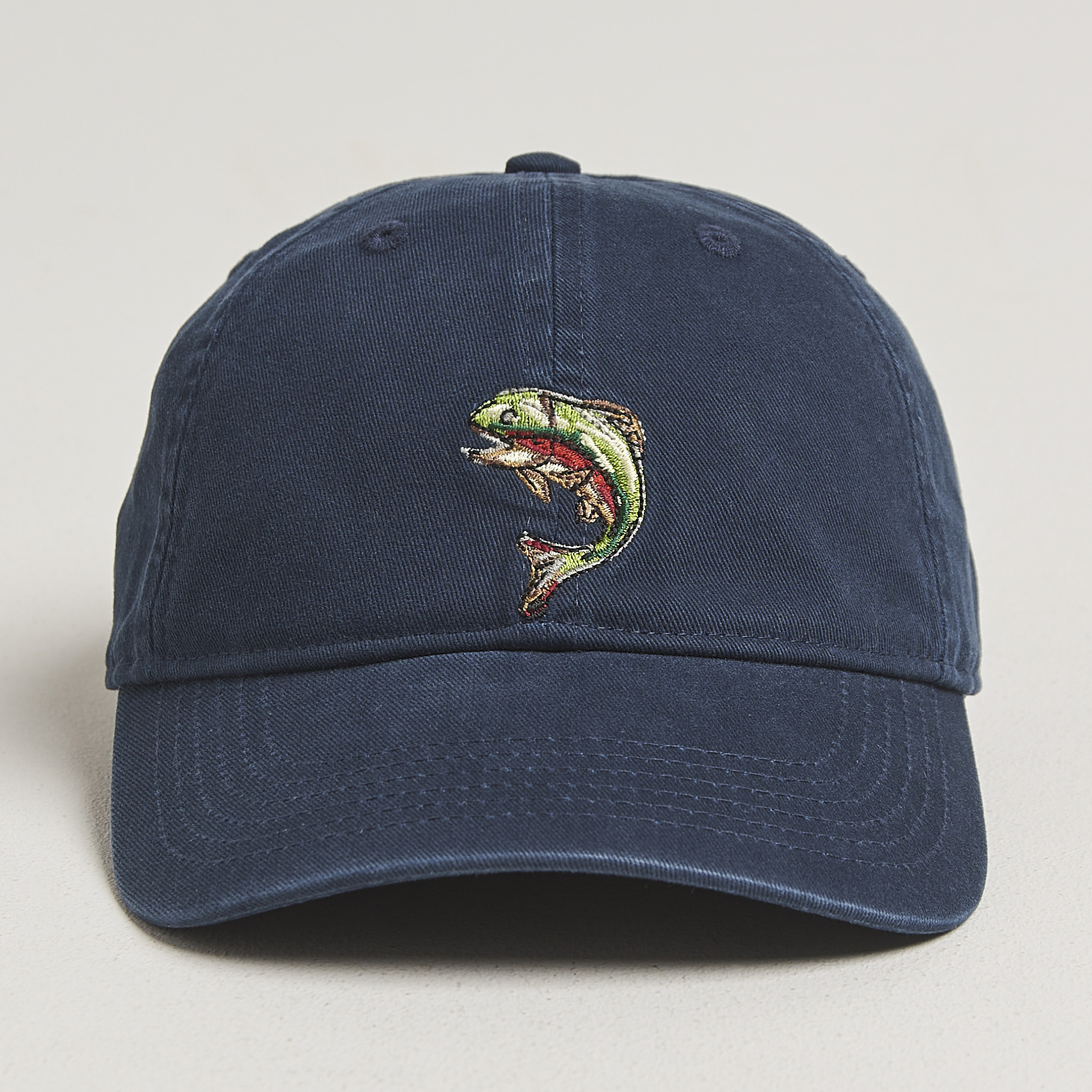 Cap With Fish Forét Fish Washed Cap Navy at CareOfCarl.com