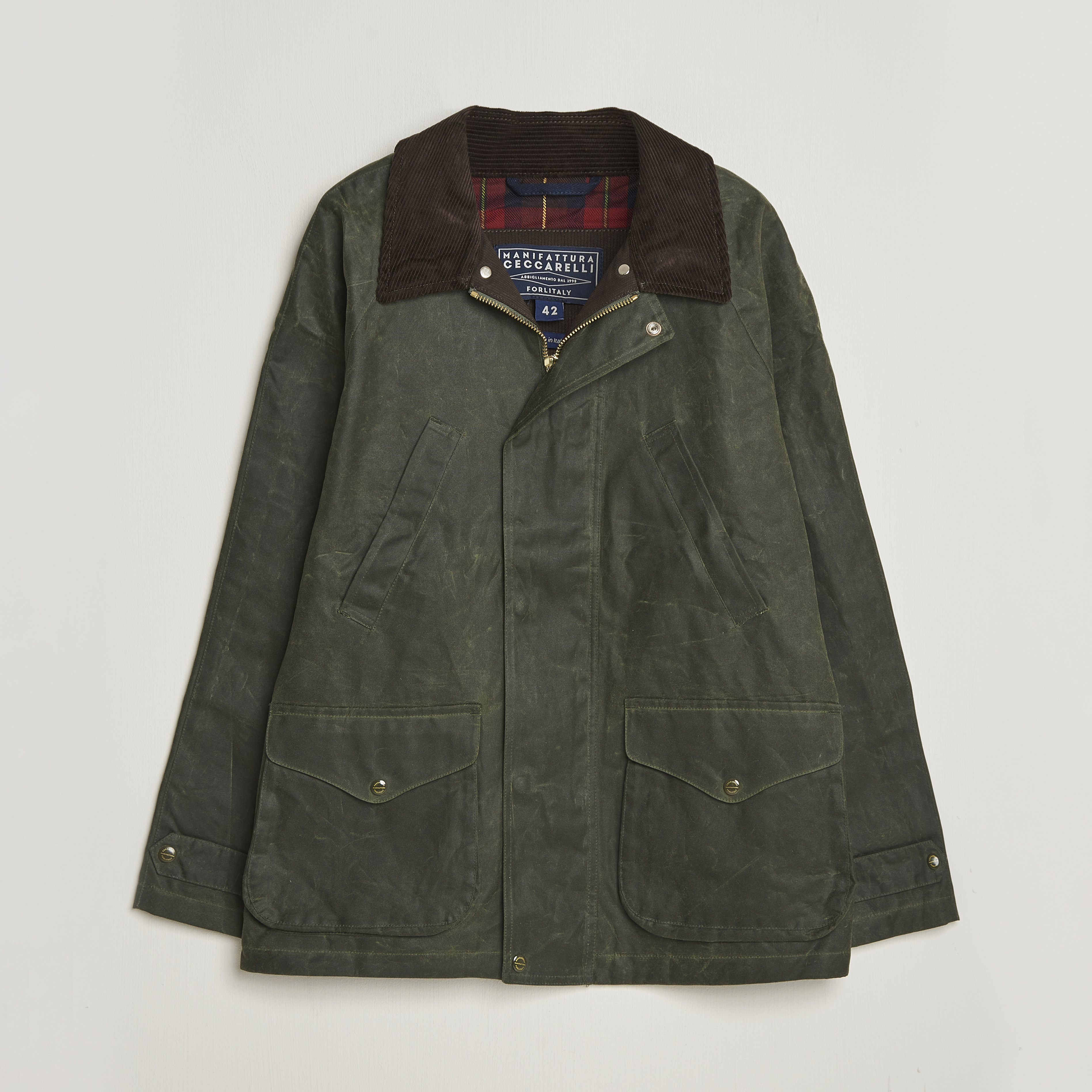 Manifattura Ceccarelli Rain Caban Wax Cloth Dark Green at