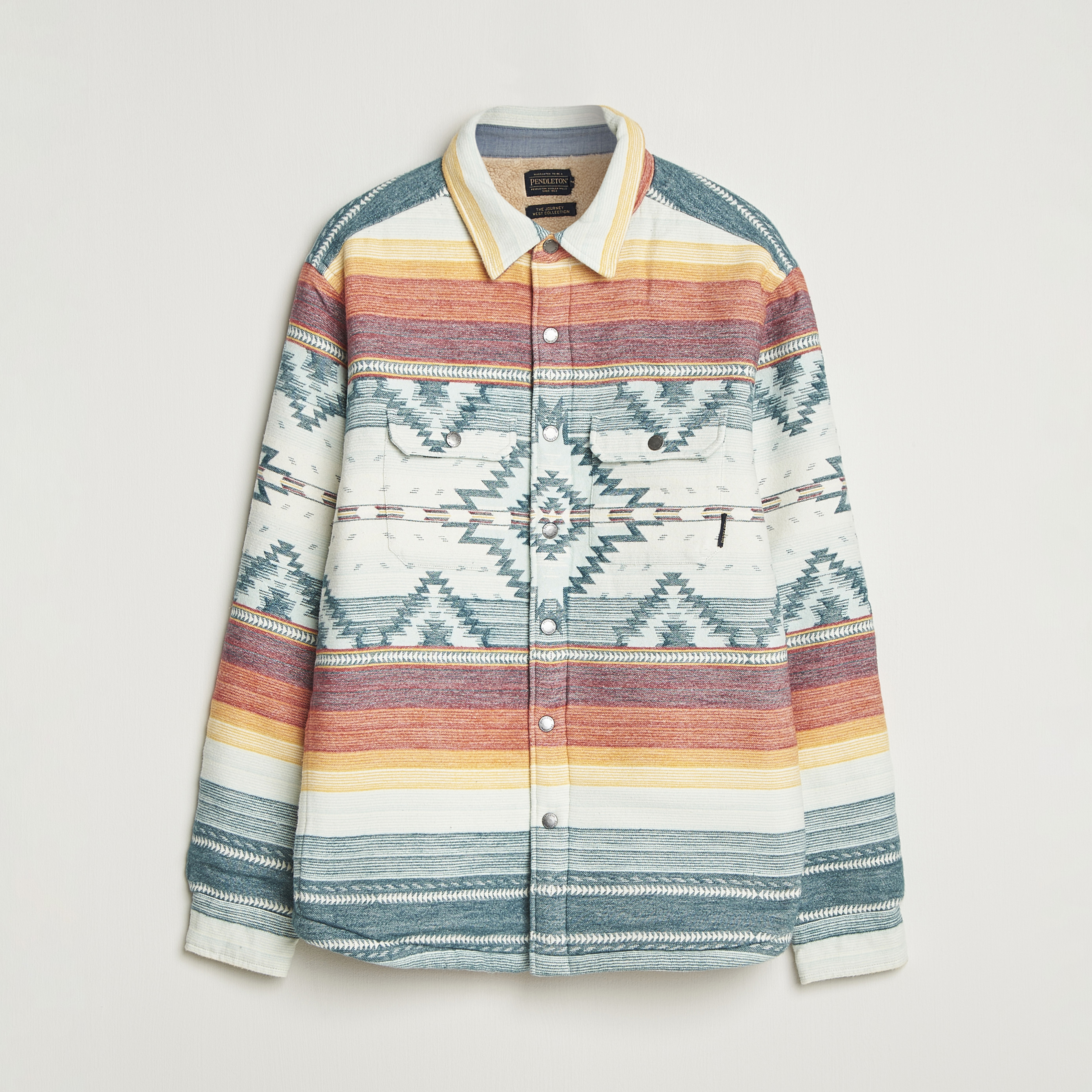 Pendleton Bay City Teddy Lined Shirt Jacket Saltillo Stripe at CareOfCarl.c