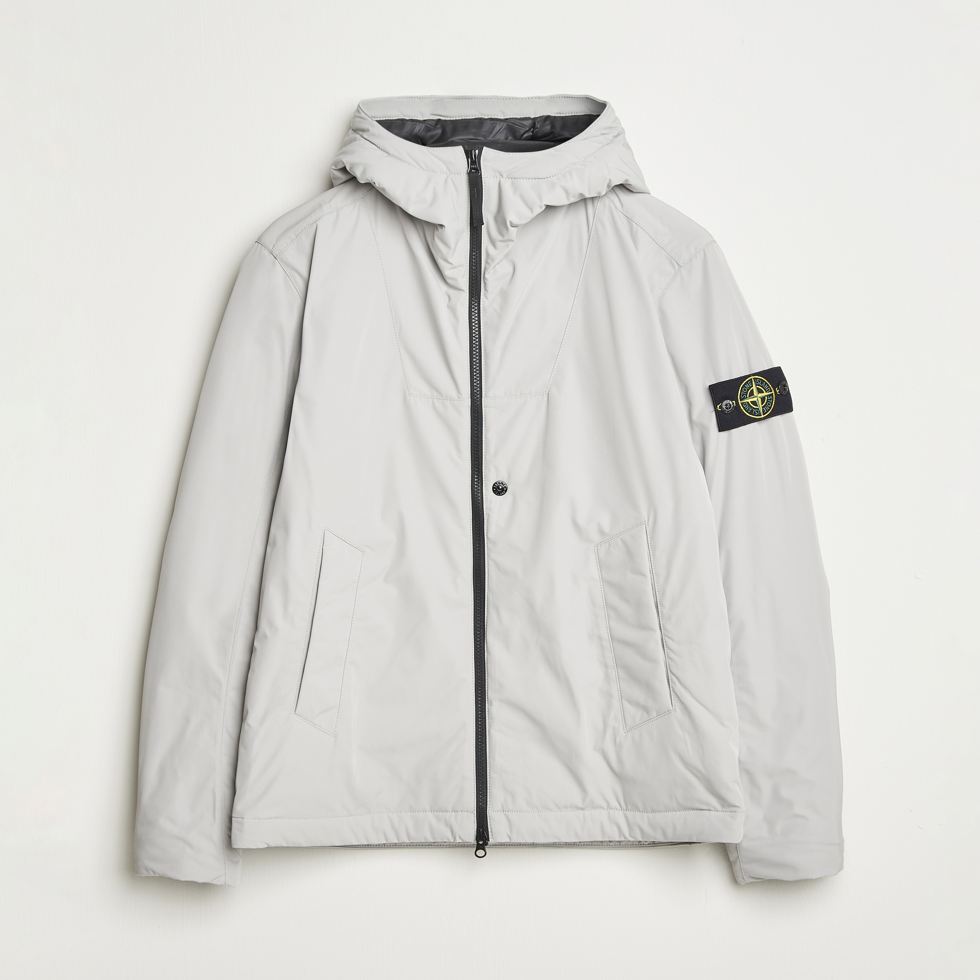 Stone Island Micro Twill Primaloft Padded Hood Jacket Pearl Grey