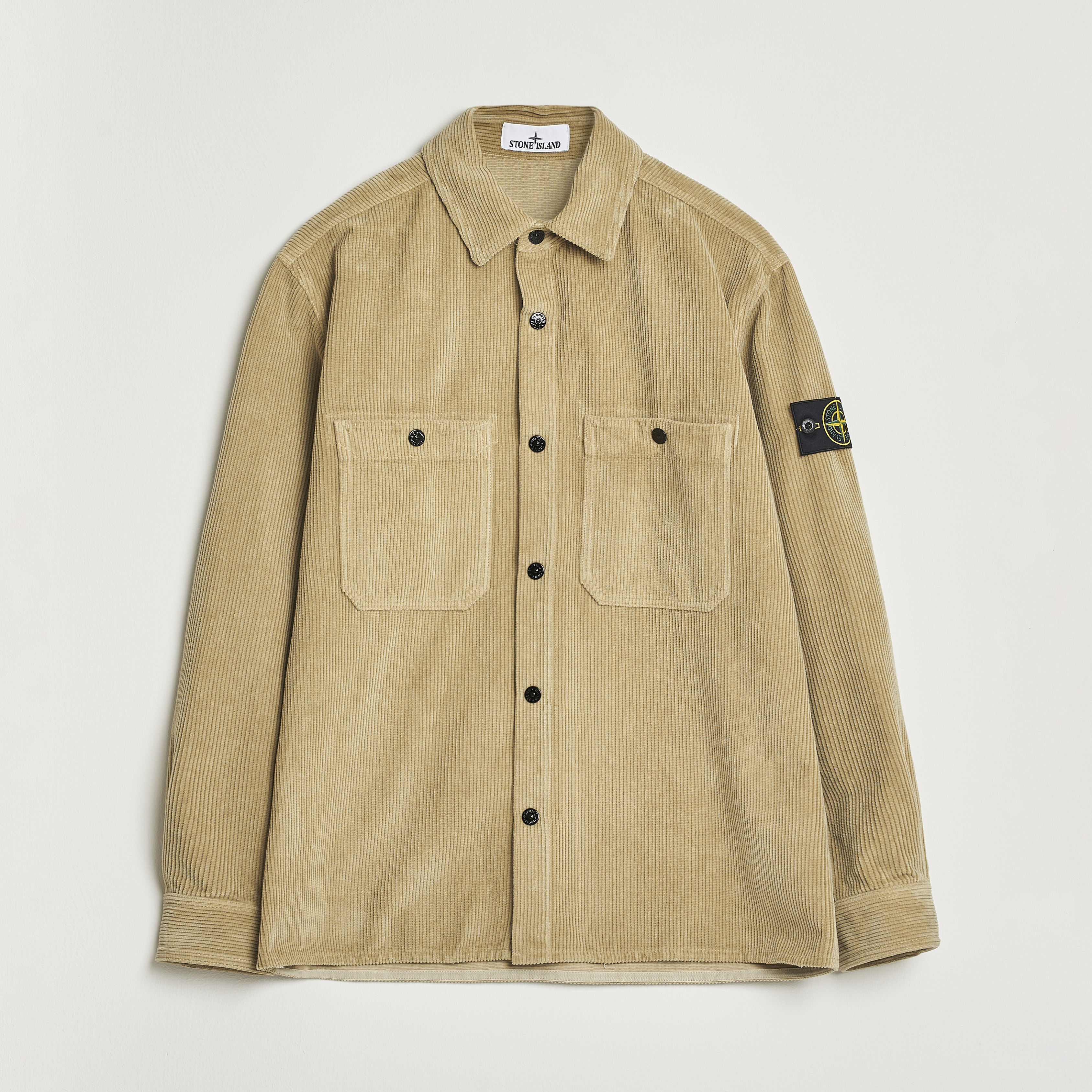 Stone Island Organic Cotton Cord Overshirt Beige at