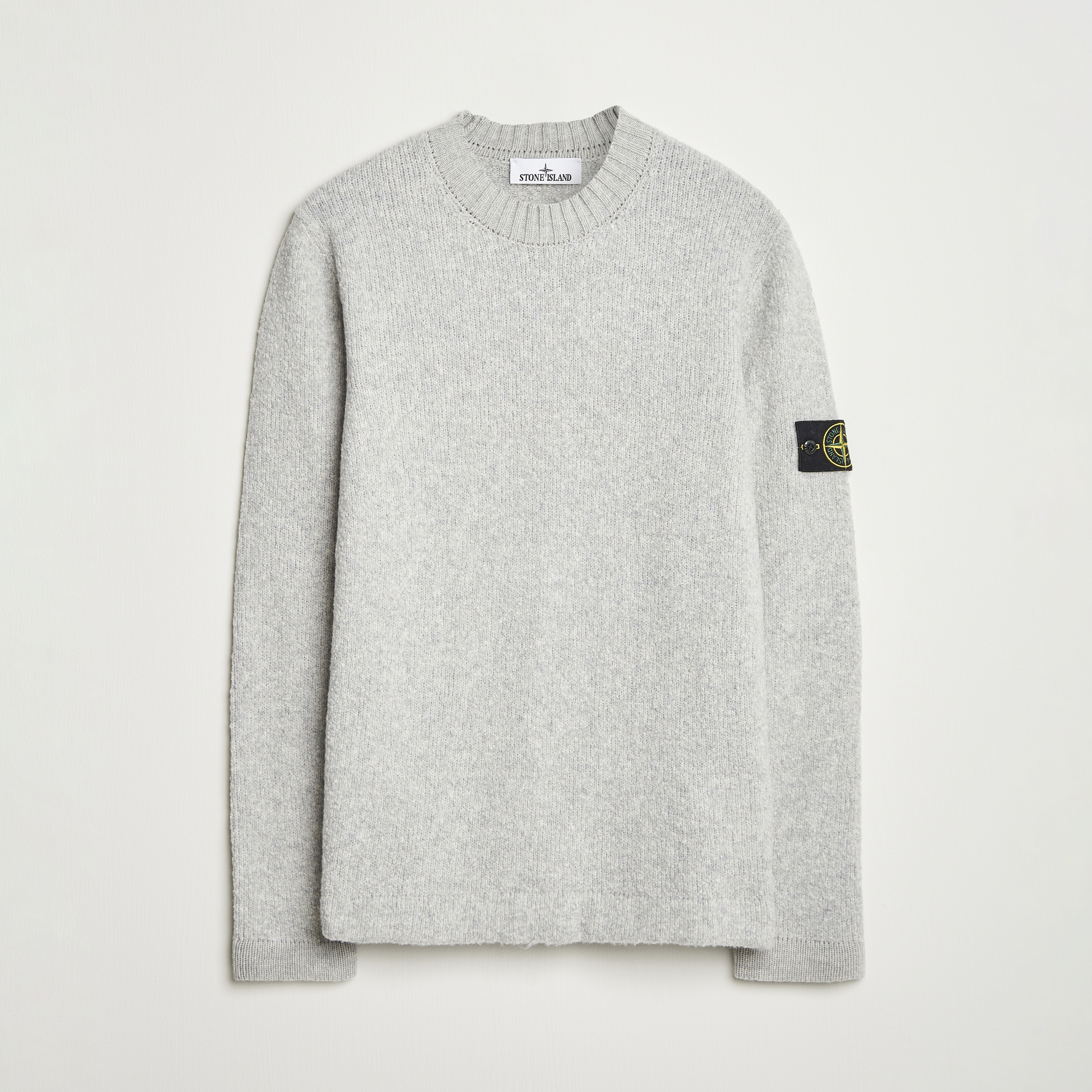 Stone Island Brushed Knitted Wool Crew Neck Grey Melange at
